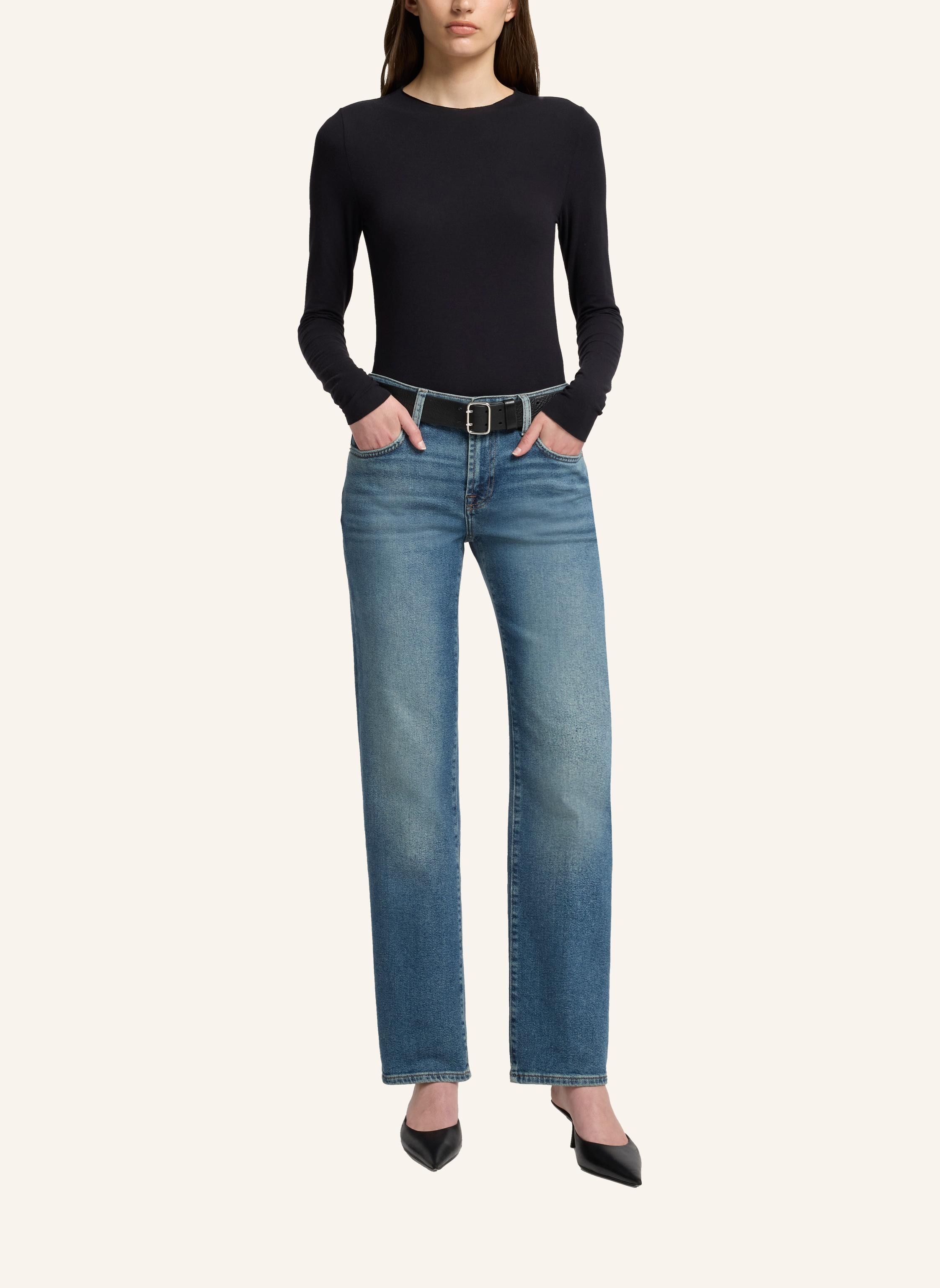 Vaqueros rectos de mujer calie straight de tiro medio - 7 For all mankind - Azul marino Azul marino-1