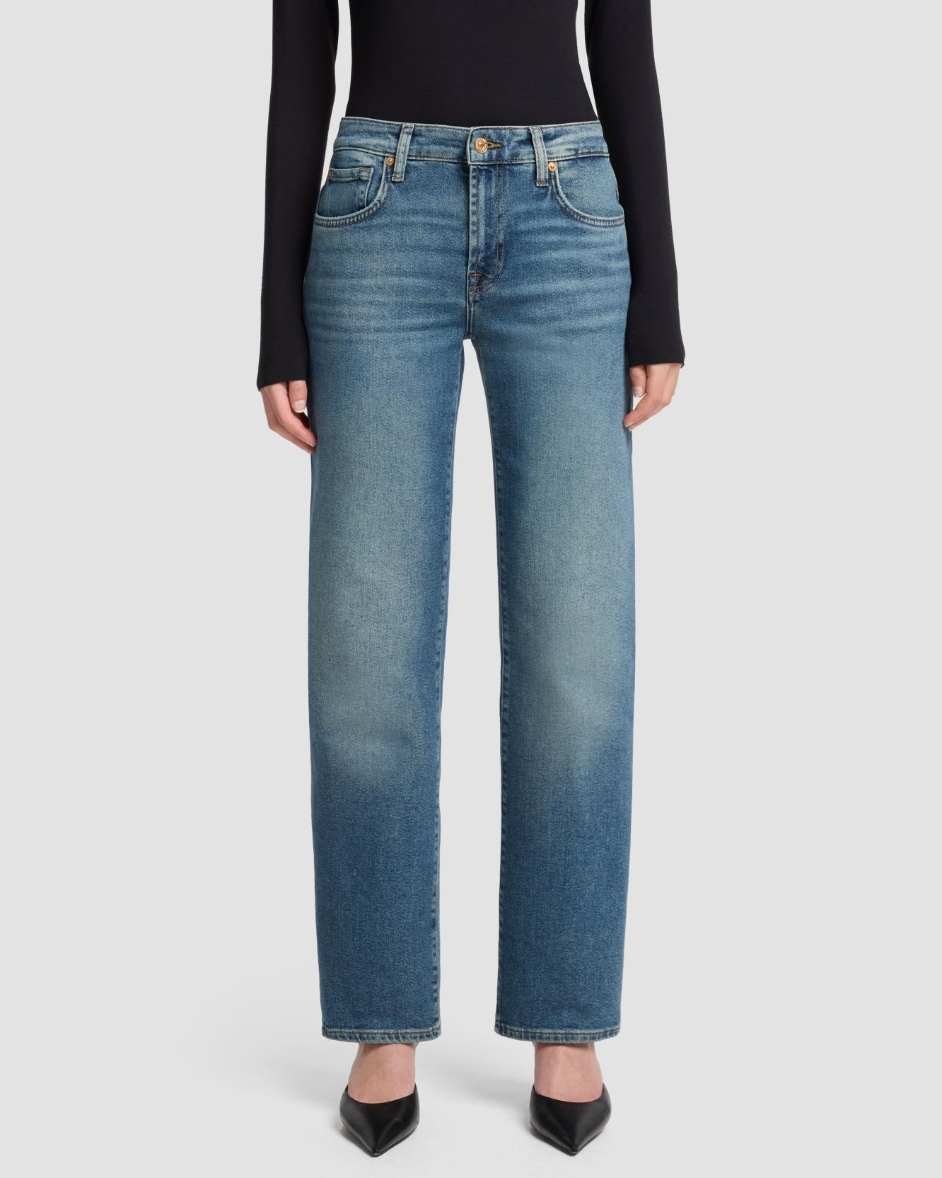 Vaqueros rectos de mujer calie straight de tiro medio - 7 For all mankind - Azul marino Azul marino-2