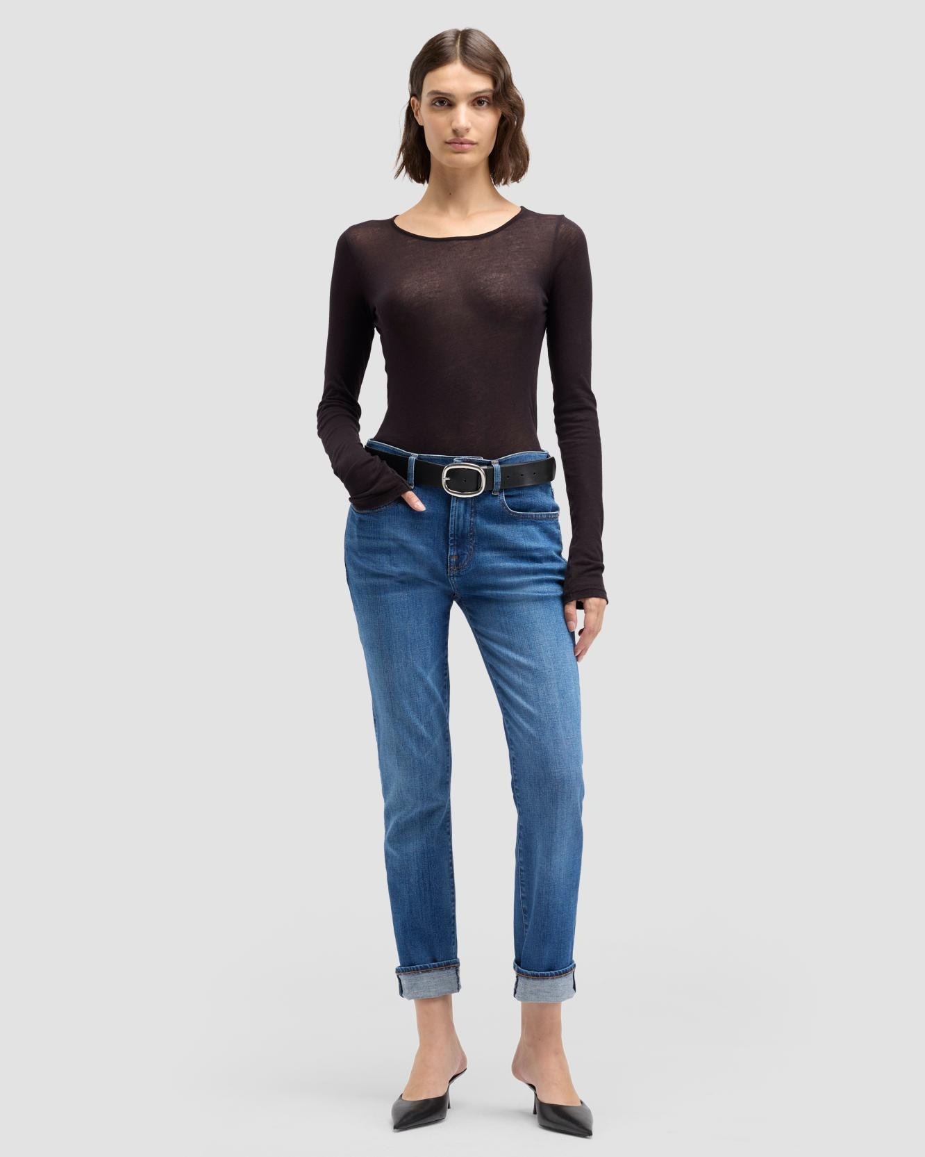 Vaqueros pitillo de mujer relaxed skinny de tiro medio - 7 For all mankind - Azul denim Azul denim-1