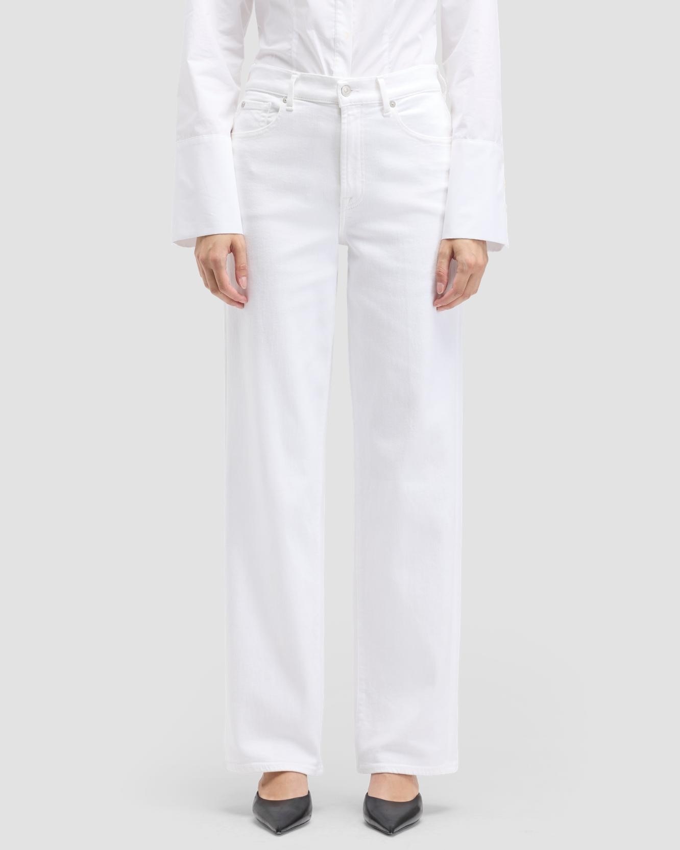 Pantalones rectos de mujer stovepipe straight de tiro alto - 7 For all mankind - Blanco Blanco-2