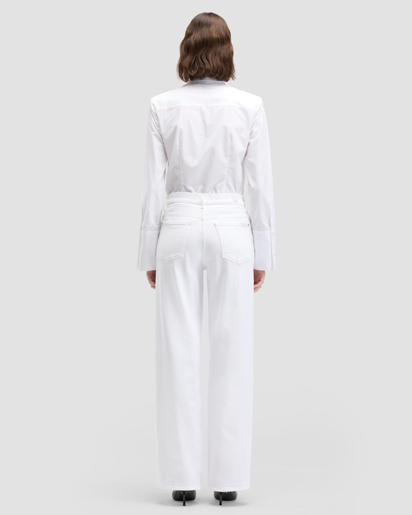 Pantalones rectos de mujer stovepipe straight de tiro alto - 7 For all mankind - Blanco Blanco-3