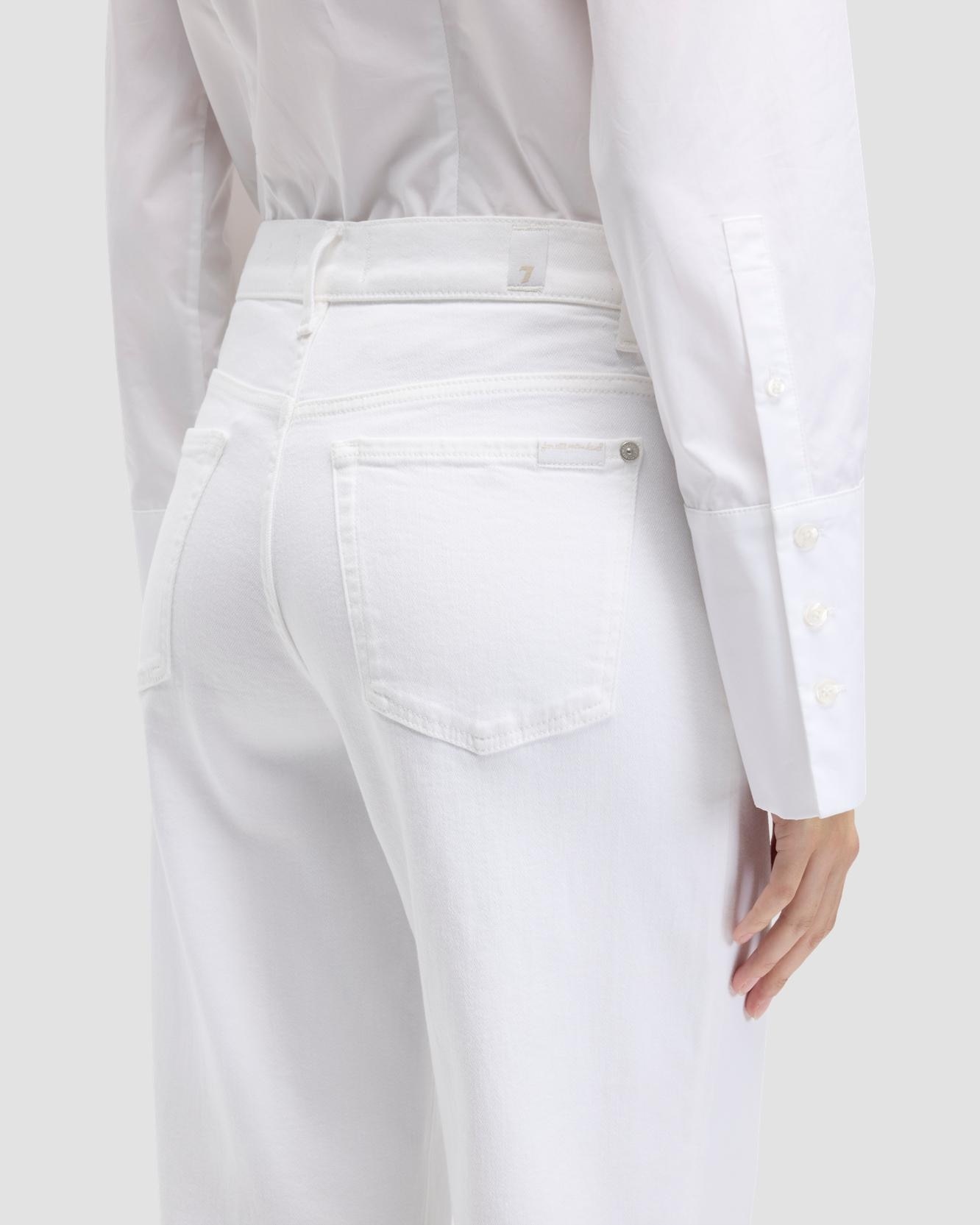 Pantalones rectos de mujer stovepipe straight de tiro alto - 7 For all mankind - Blanco Blanco-4