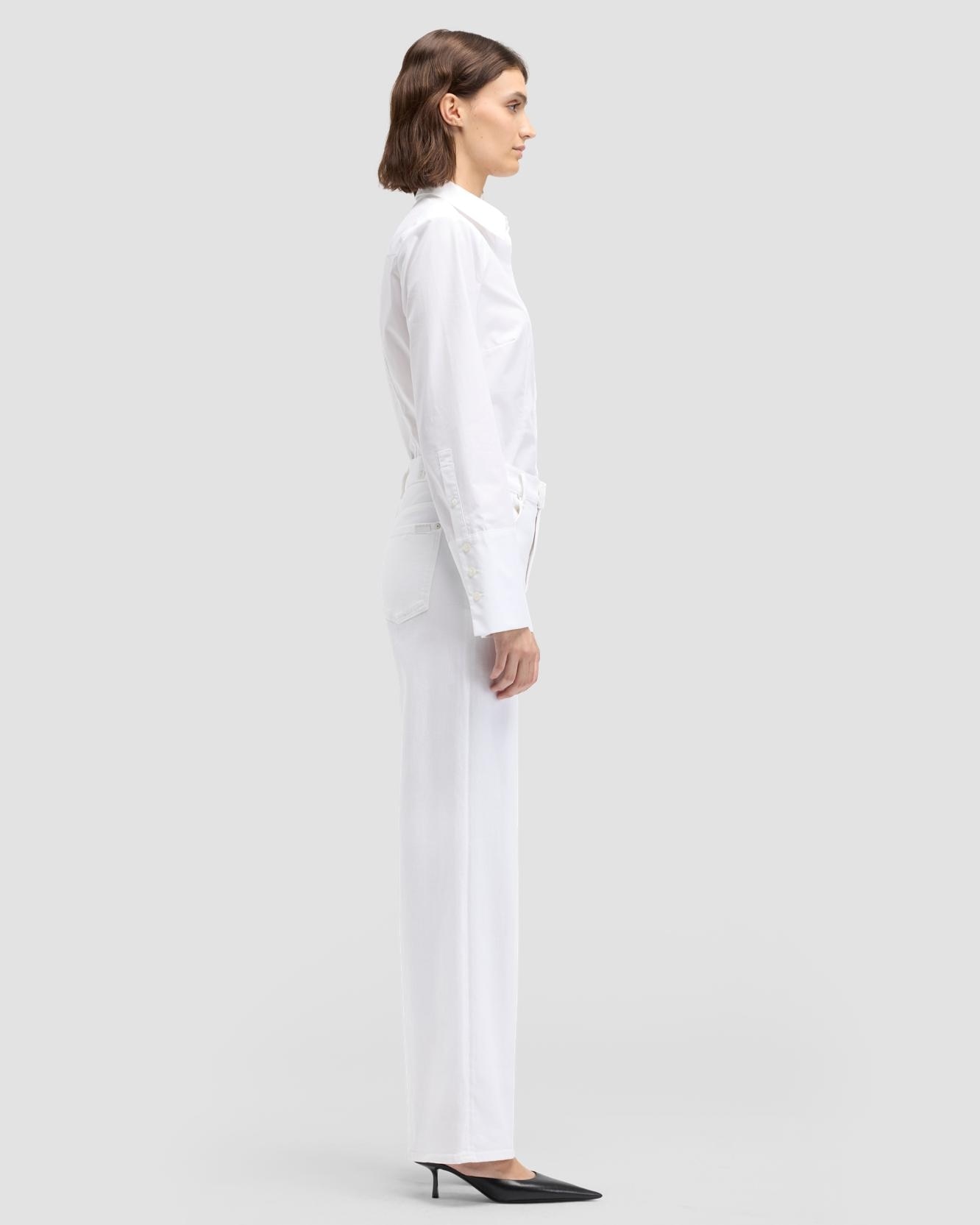 Pantalones rectos de mujer stovepipe straight de tiro alto - 7 For all mankind - Blanco Blanco-5