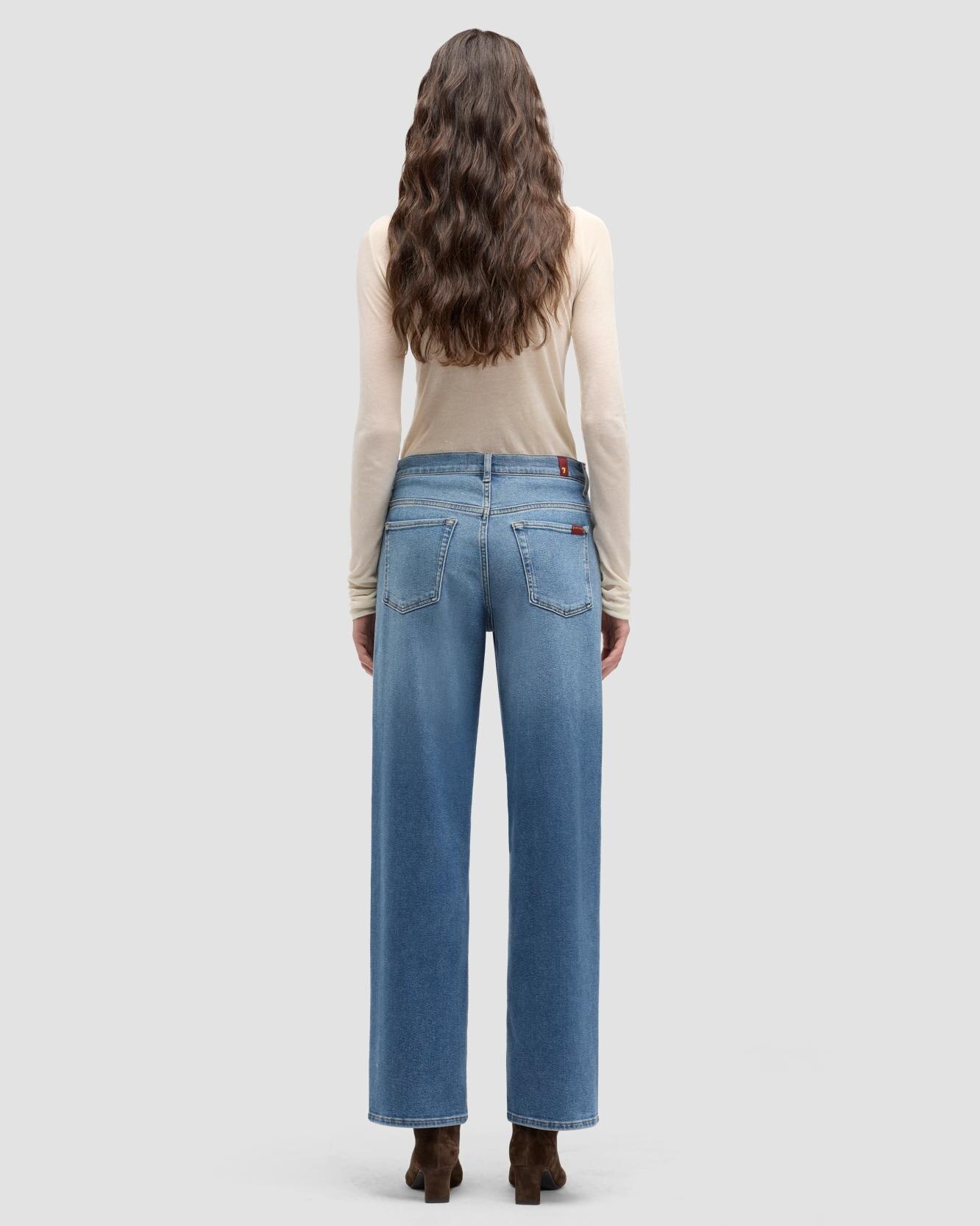 Vaqueros rectos de mujer Stovepipe Straight de tiro alto - 7 For all mankind - Azul Azul-3