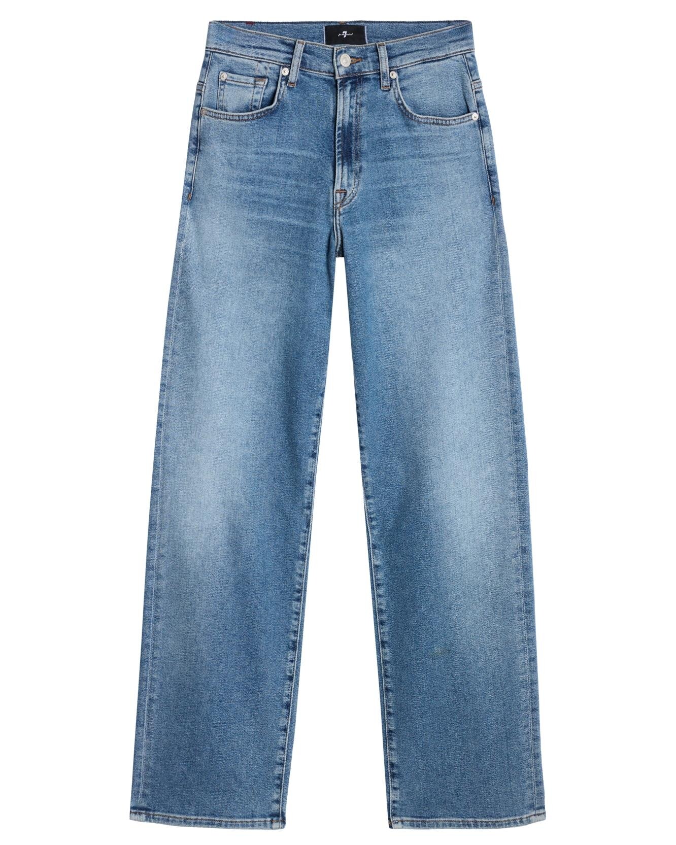 Vaqueros rectos de mujer Stovepipe Straight de tiro alto - 7 For all mankind - Azul Azul-6
