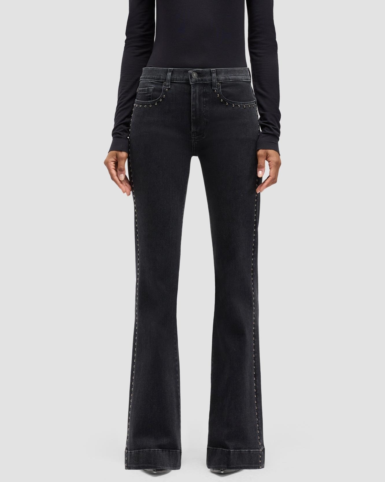 Vaqueros campana de mujer dojo tailorless de tiro medio - 7 For all mankind - Negro Negro-2