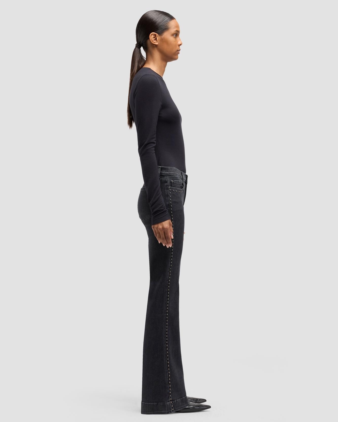 Vaqueros campana de mujer dojo tailorless de tiro medio - 7 For all mankind - Negro Negro-5