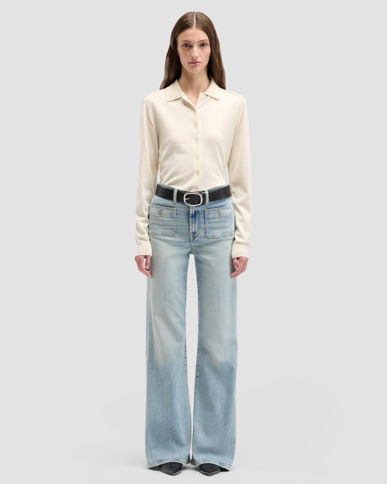 Vaqueros campana de mujer Modern Dojo Tailorless de tiro alto - 7 For all mankind - Azul claro Azul claro-1