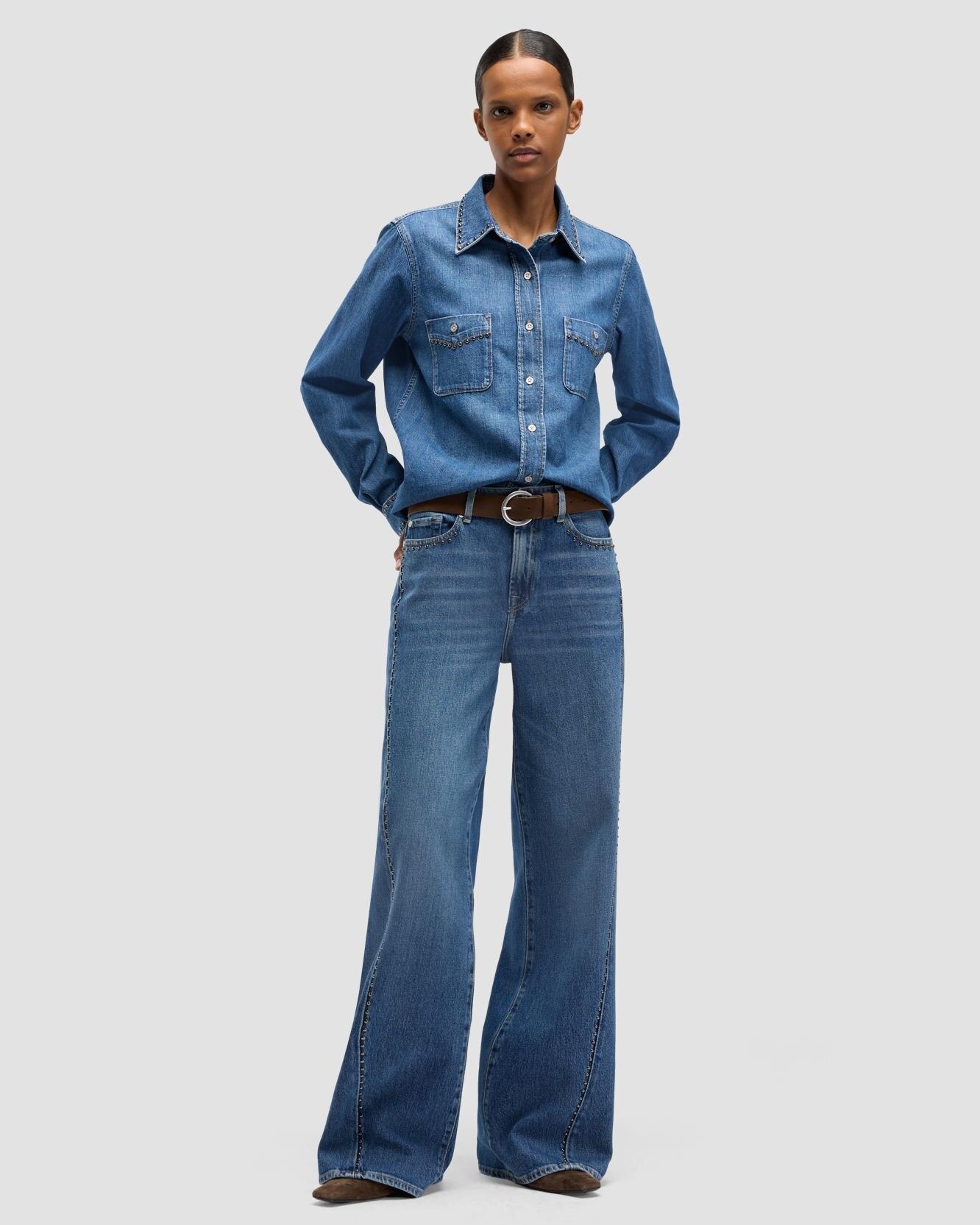 7 For all mankind - Camisa del mujer Western Shirt en denim.