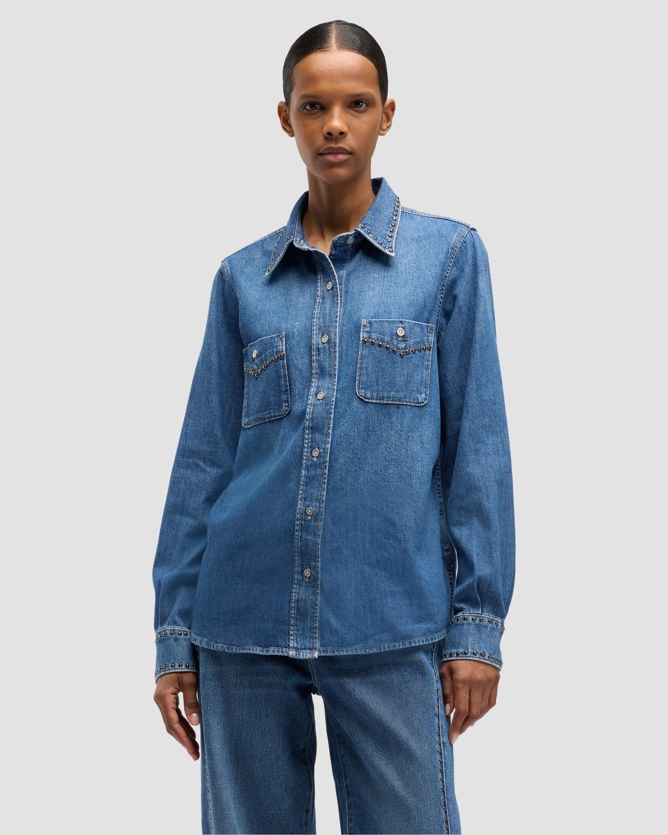 Camisa del mujer Western Shirt en denim - 7 For all mankind - Azul índigo Azul índigo-2