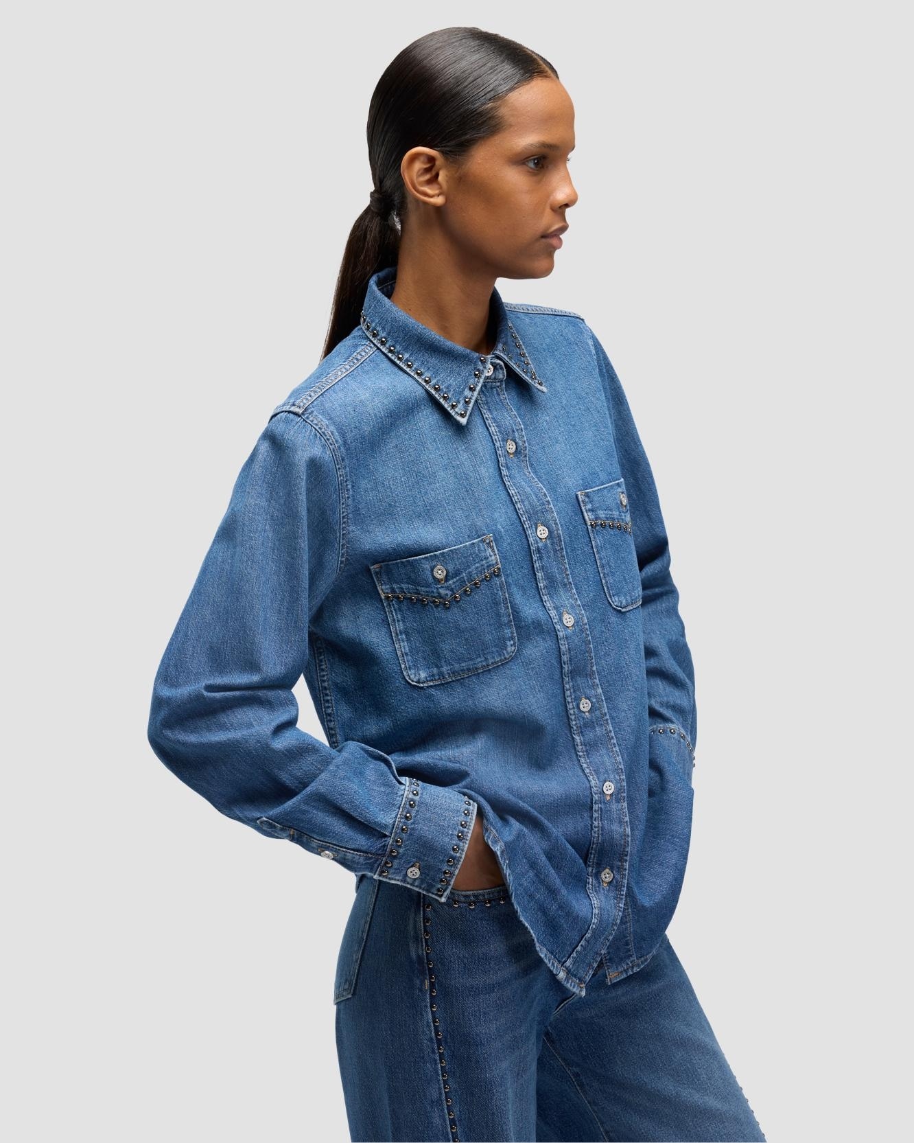 Camisa del mujer Western Shirt en denim - 7 For all mankind - Azul índigo Azul índigo-4