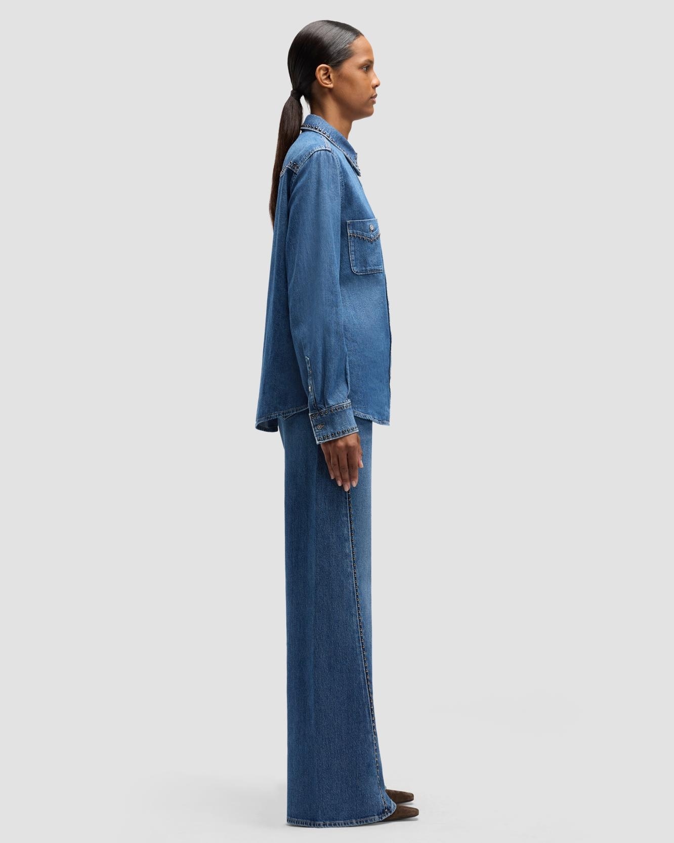Camisa del mujer Western Shirt en denim - 7 For all mankind - Azul índigo Azul índigo-5