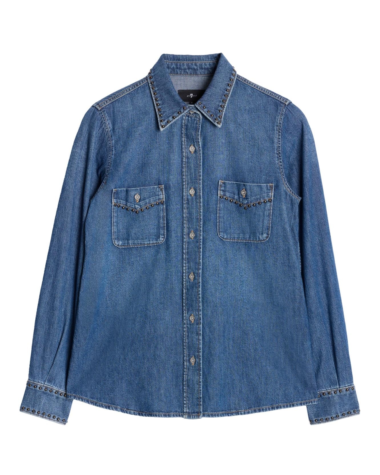 Camisa del mujer Western Shirt en denim - 7 For all mankind - Azul índigo Azul índigo-6