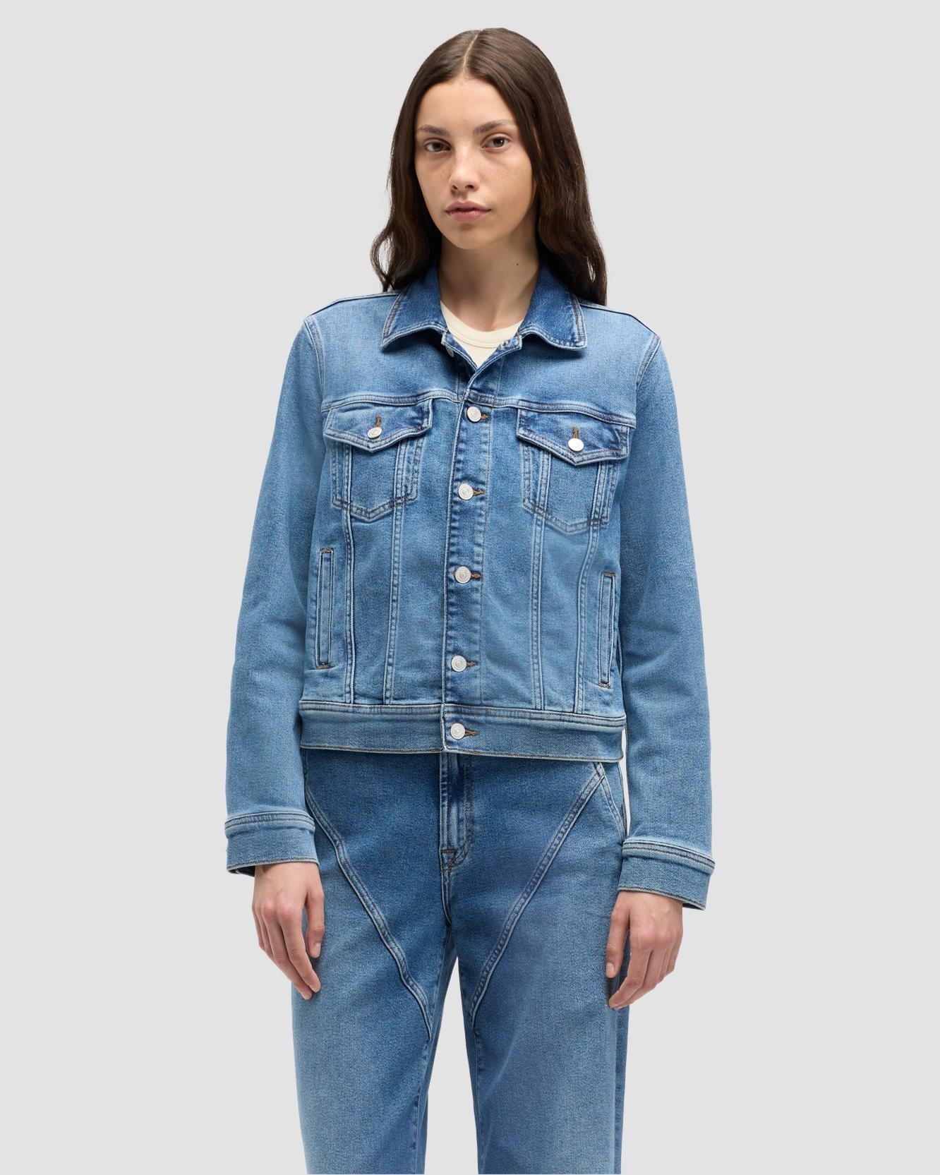 Chaqueta de mujer adi trucker en denim - 7 For all mankind - Azul denim Azul denim-2