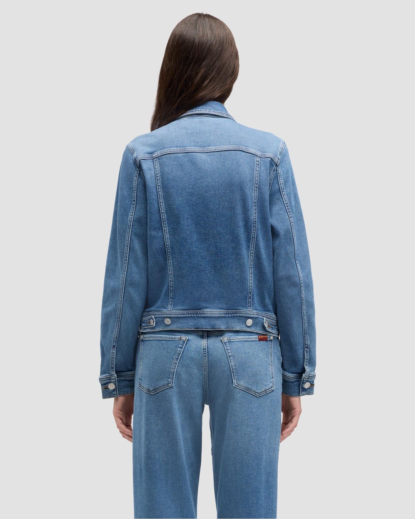 Chaqueta de mujer adi trucker en denim - 7 For all mankind - Azul denim Azul denim-3