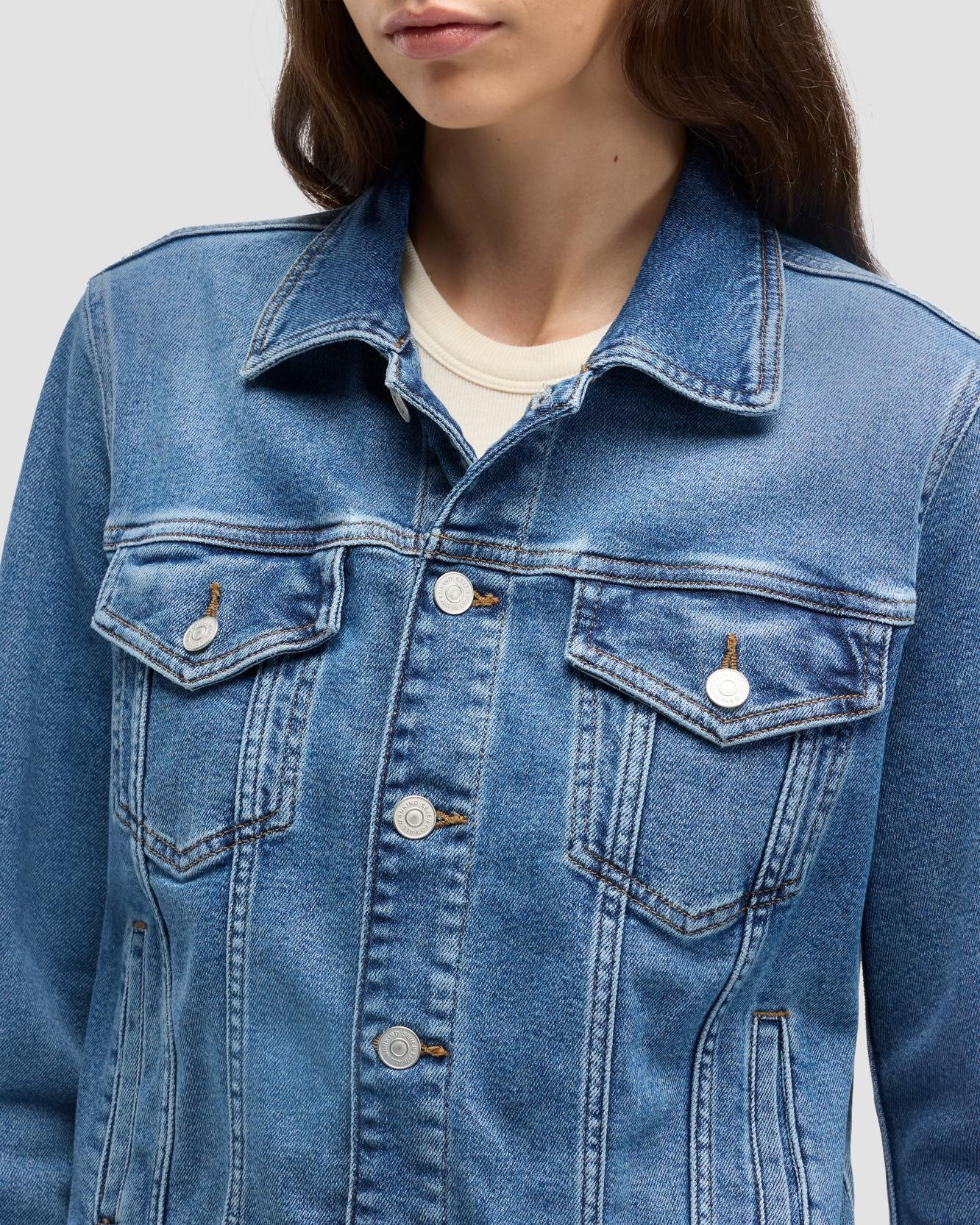 Chaqueta de mujer adi trucker en denim - 7 For all mankind - Azul denim Azul denim-4