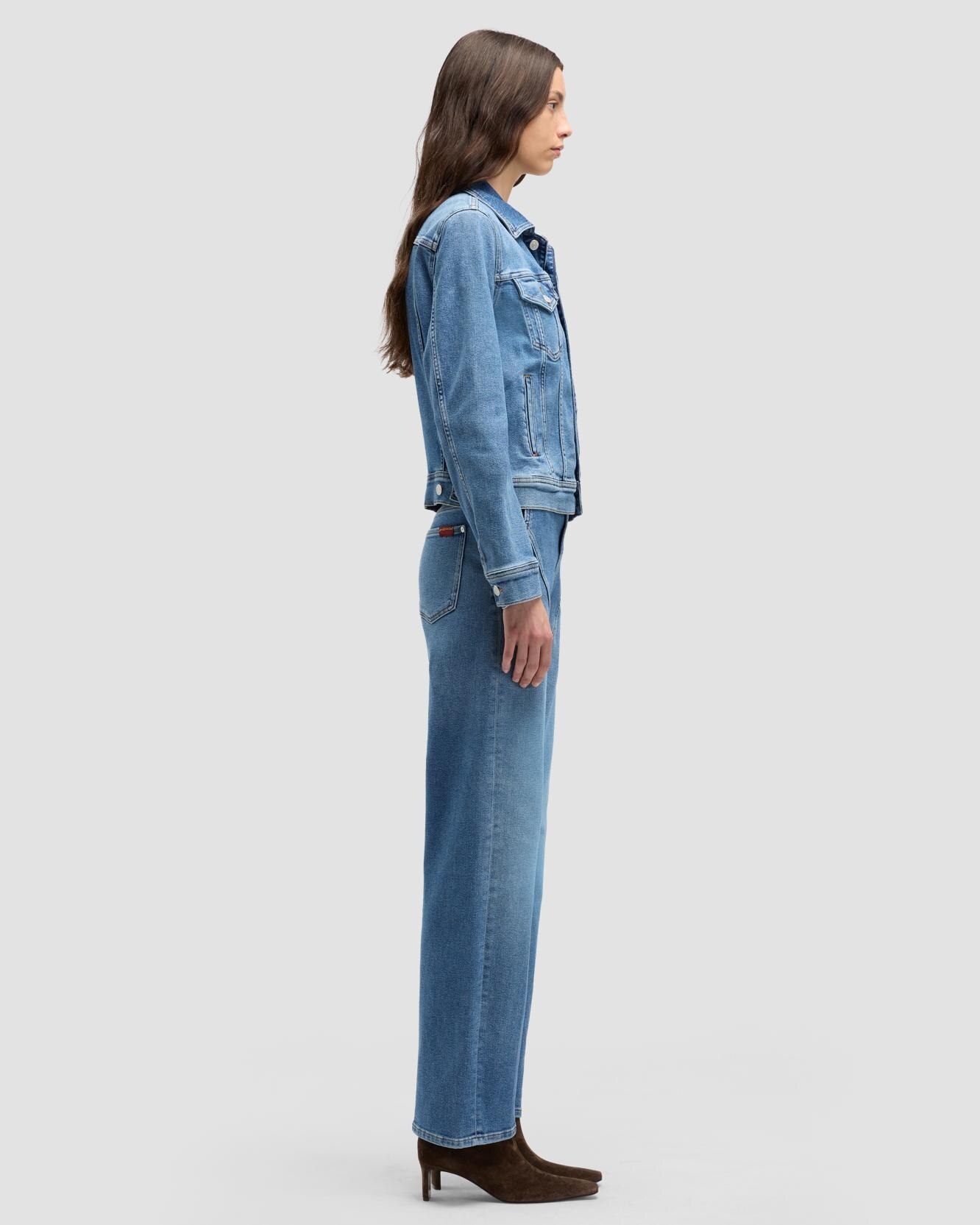 Chaqueta de mujer adi trucker en denim - 7 For all mankind - Azul denim Azul denim-5