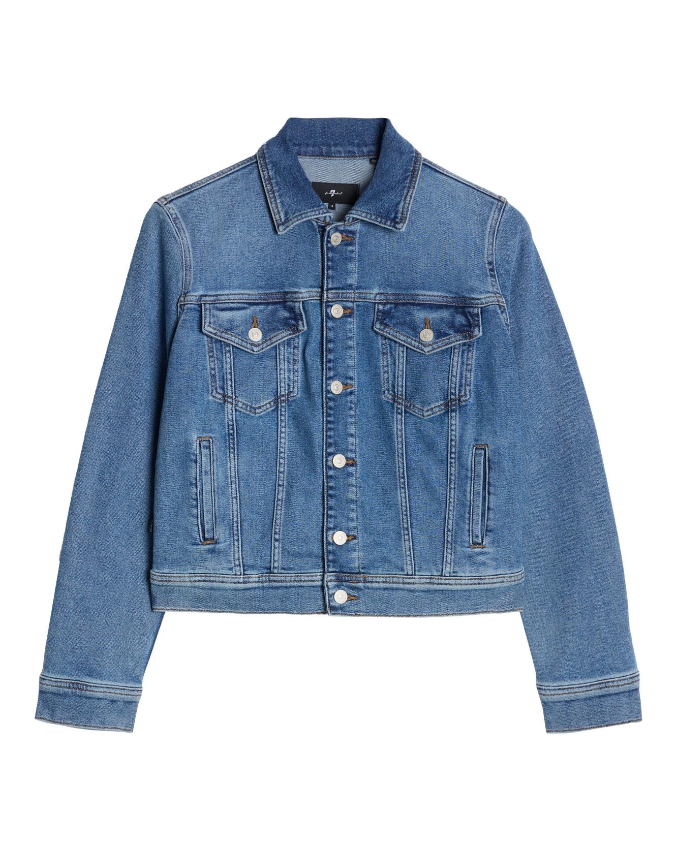 Chaqueta de mujer adi trucker en denim - 7 For all mankind - Azul denim Azul denim-6