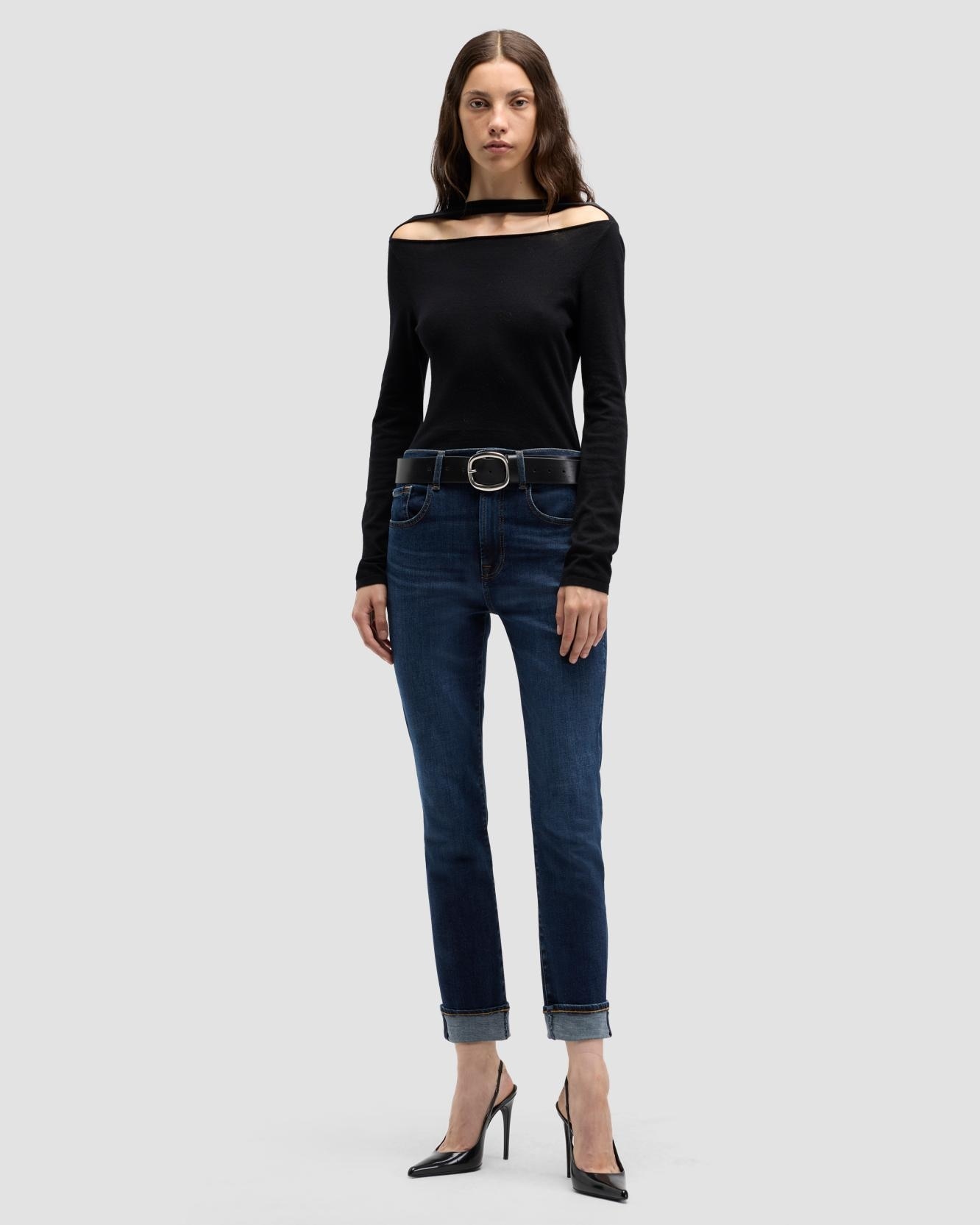 Vaqueros pitillo de mujer relaxed skinny de tiro medio - 7 For all mankind - Azul marino Azul marino-1