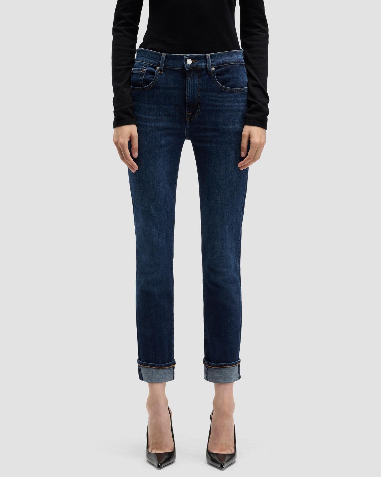 Vaqueros pitillo de mujer relaxed skinny de tiro medio - 7 For all mankind - Azul marino Azul marino-2