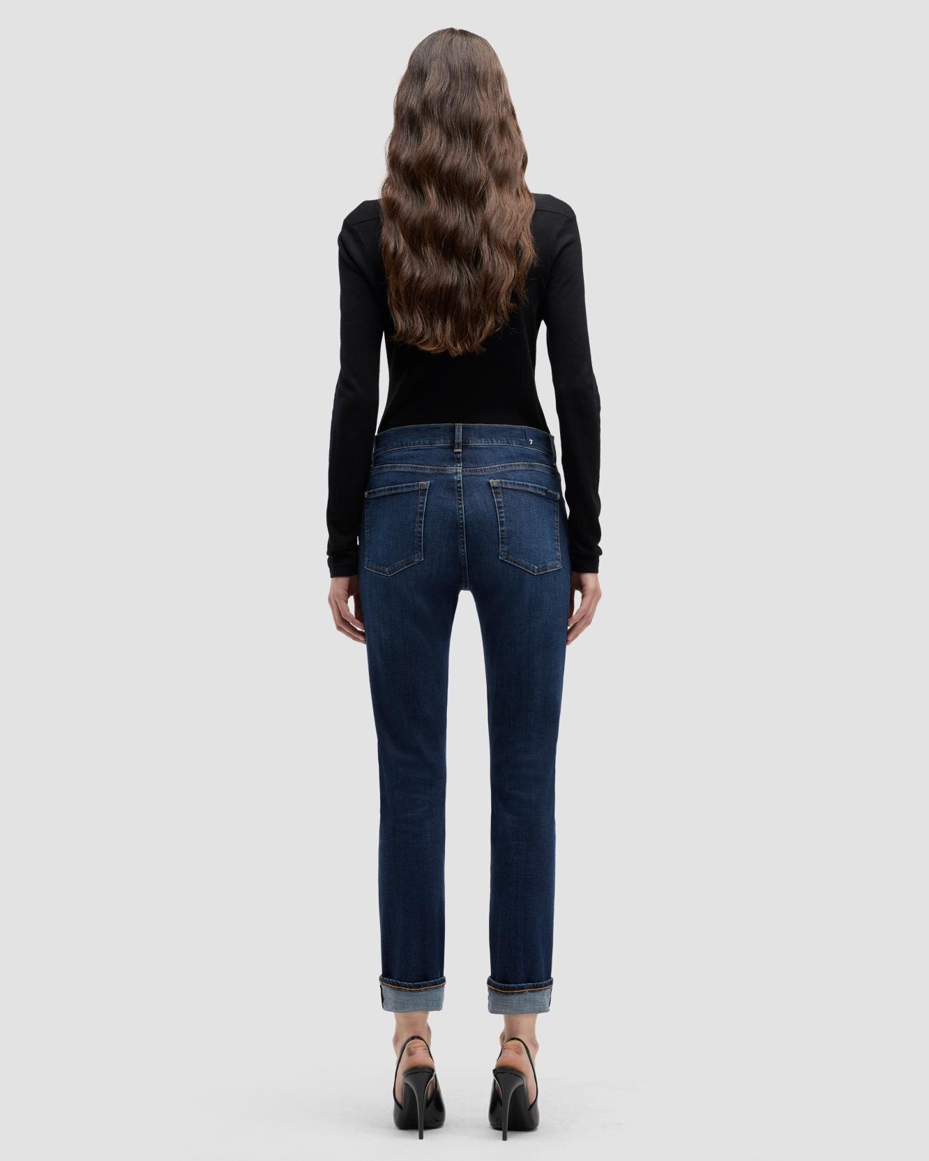 Vaqueros pitillo de mujer relaxed skinny de tiro medio - 7 For all mankind - Azul marino Azul marino-3