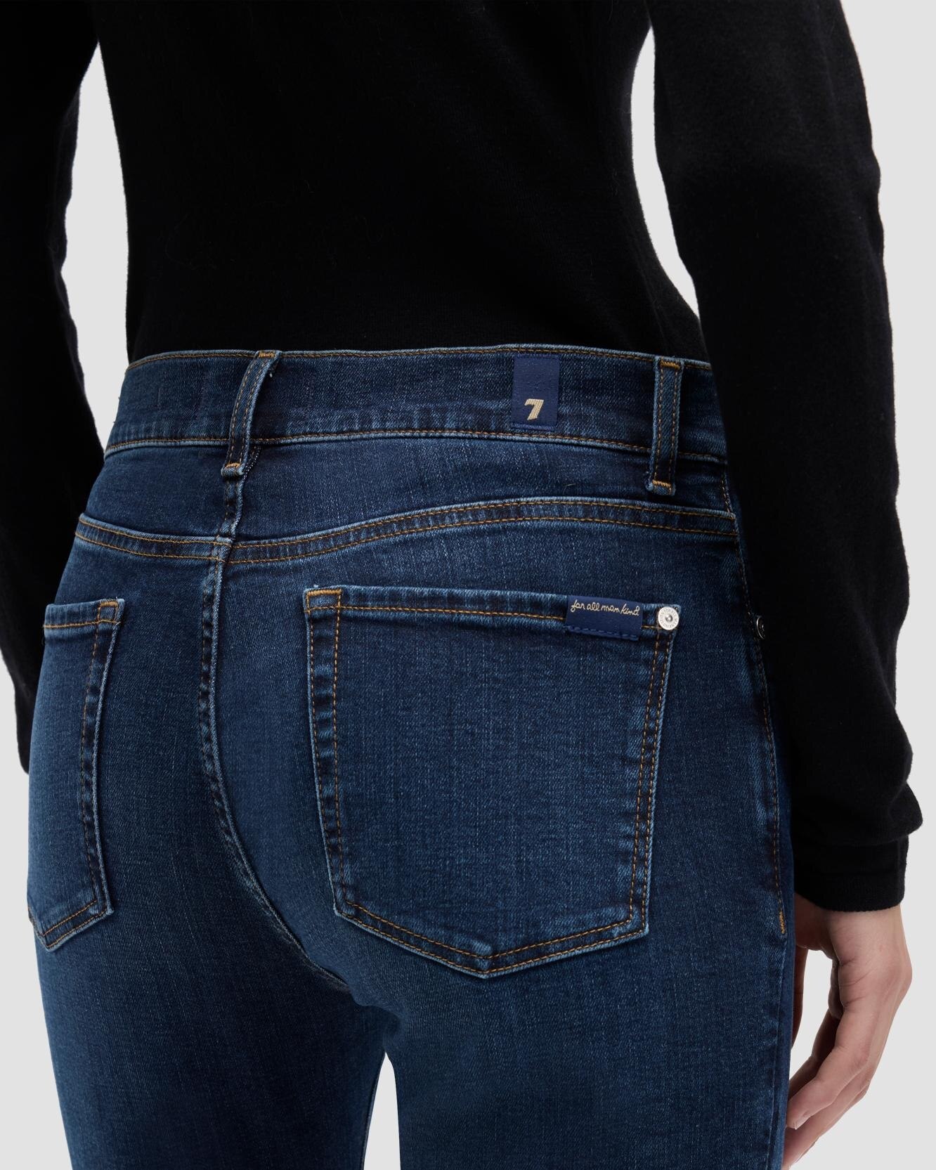 Vaqueros pitillo de mujer relaxed skinny de tiro medio - 7 For all mankind - Azul marino Azul marino-4