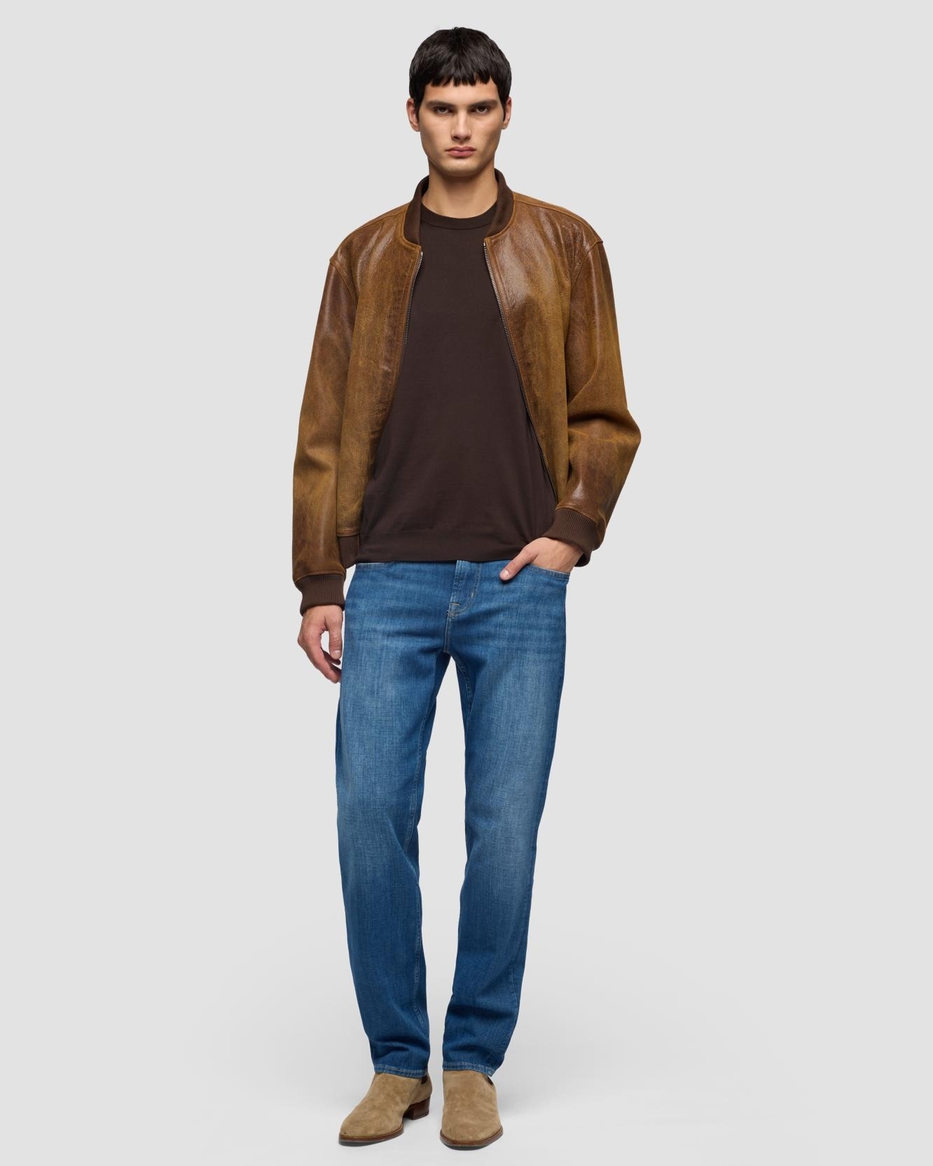 Vaqueros de hombre slimmy de tiro medio en color - 7 For all mankind - Azul marino Azul marino-1