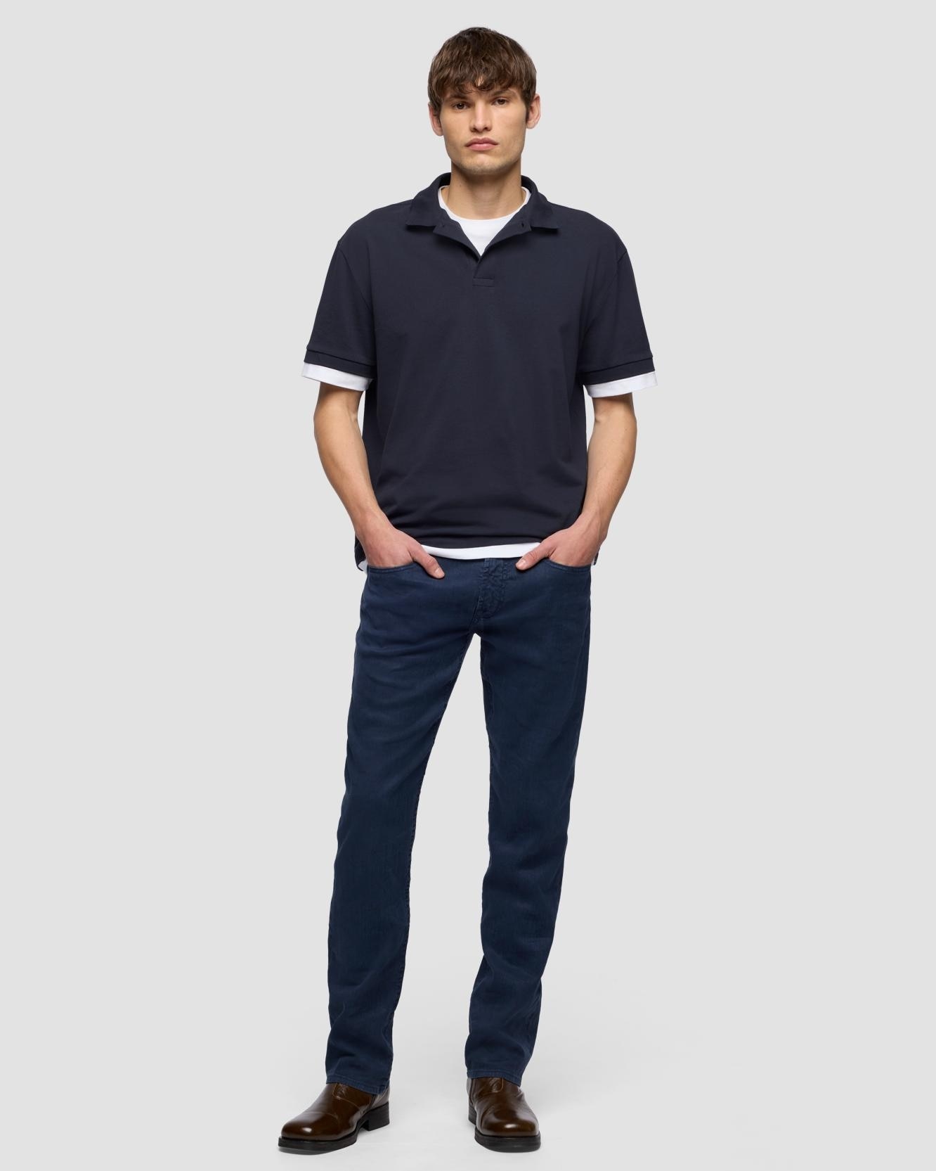 7 For all mankind - Pantalon de hombre straight de tiro medio en color azul.