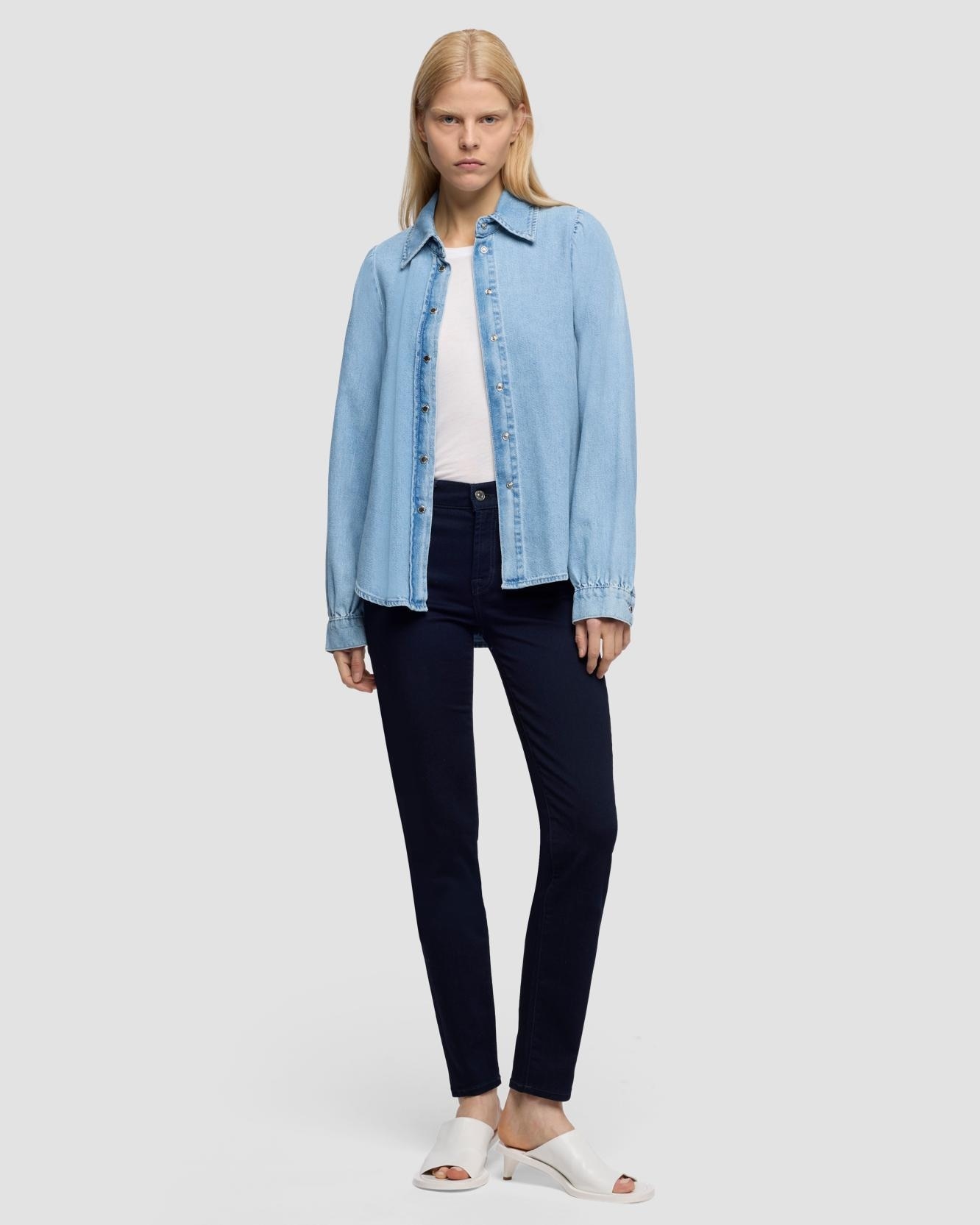 7 For all mankind - Camisa del mujer Puff Shirt en denim.