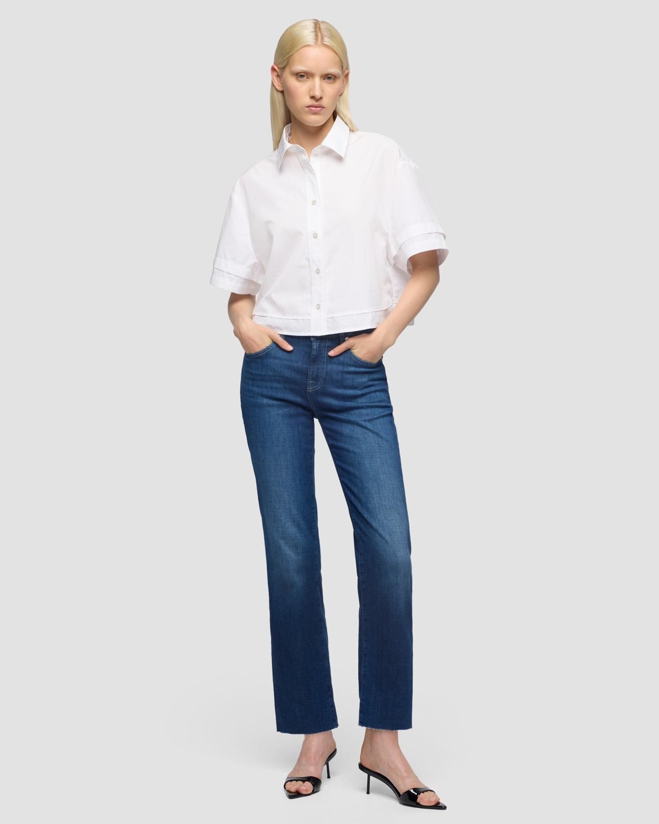 Imagen 0 de Pantalones rectos de mujer Calie Straight Ankle de tiro medio Azul marino