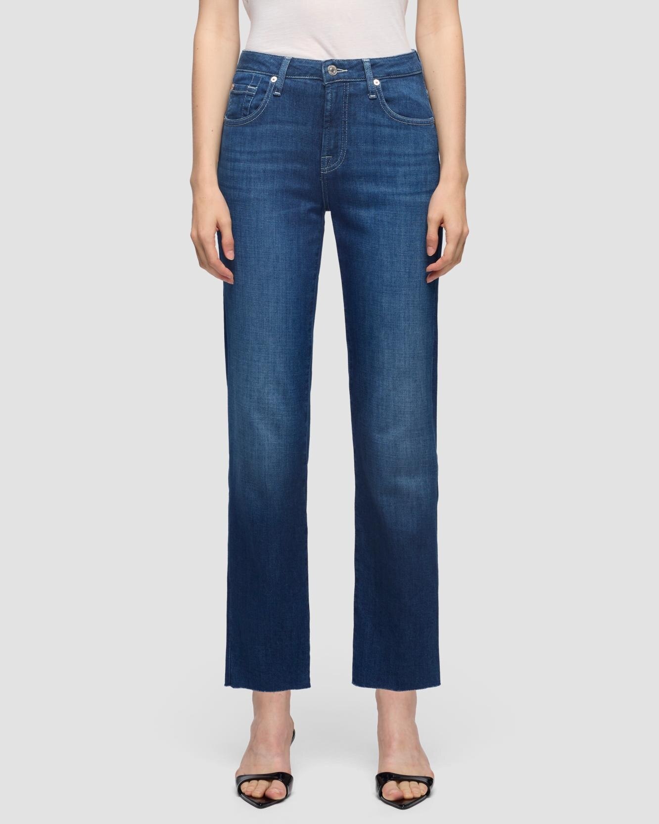 Pantalones rectos de mujer Calie Straight Ankle de tiro medio - 7 For all mankind - Azul marino Azul marino-2