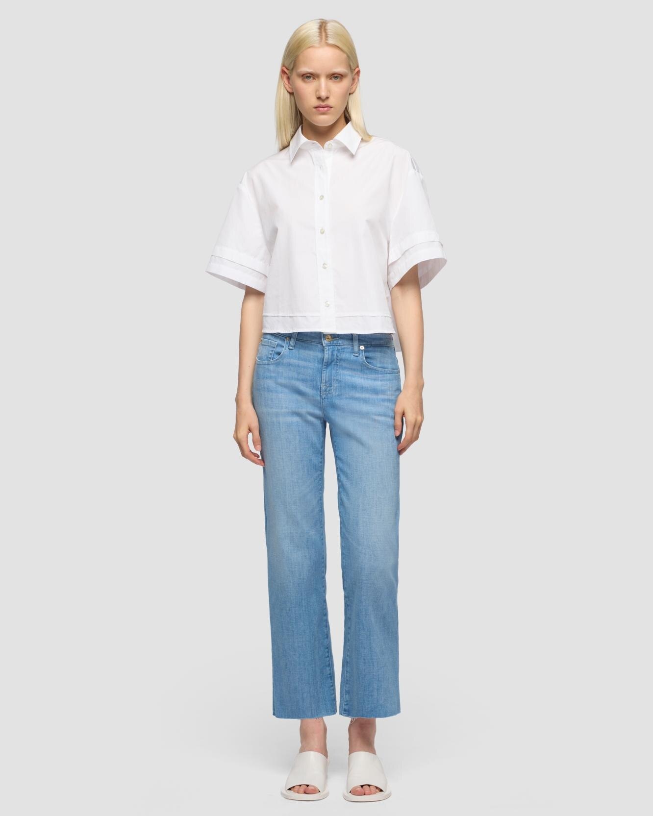 Imagen 0 de Pantalones rectos de mujer Calie Straight Ankle de tiro medio Azul claro