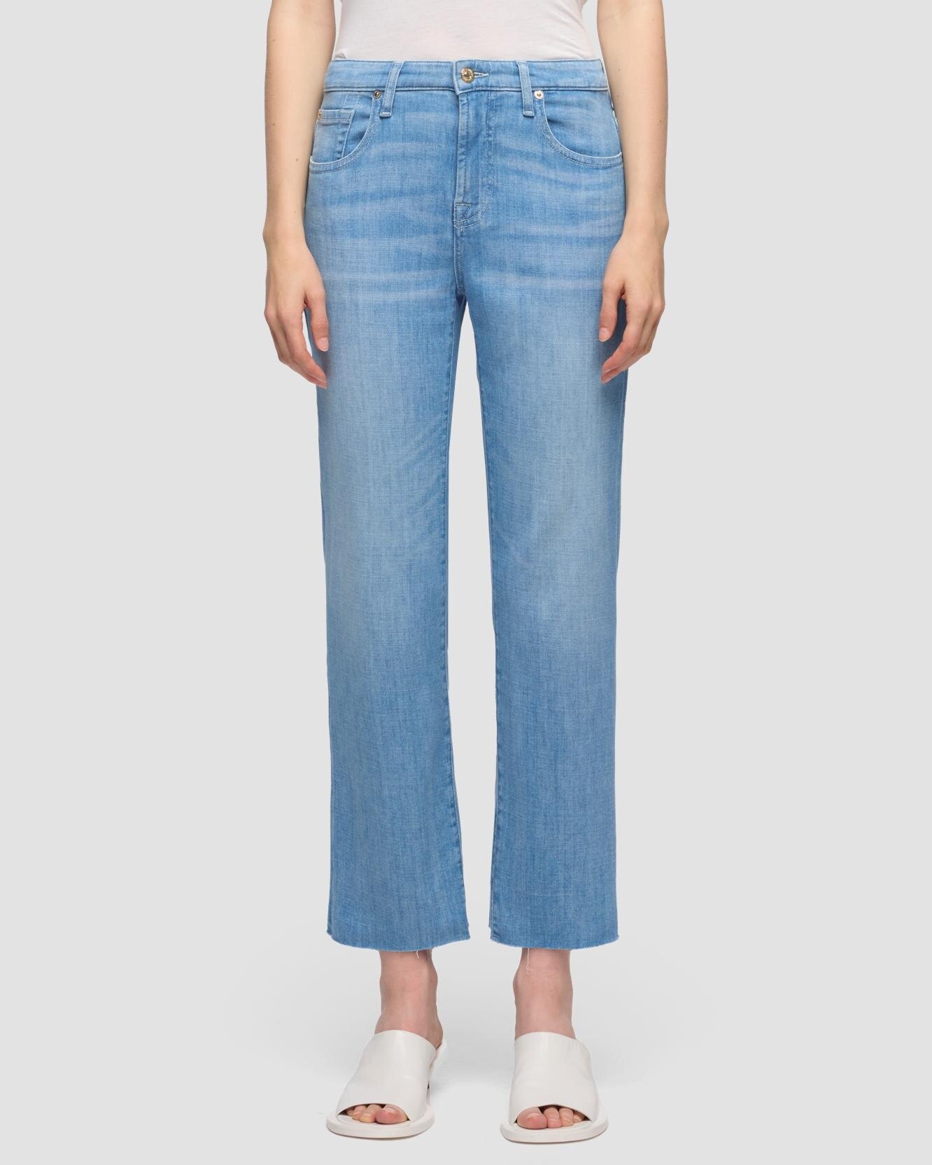Pantalones rectos de mujer Calie Straight Ankle de tiro medio - 7 For all mankind - Azul claro Azul claro-2