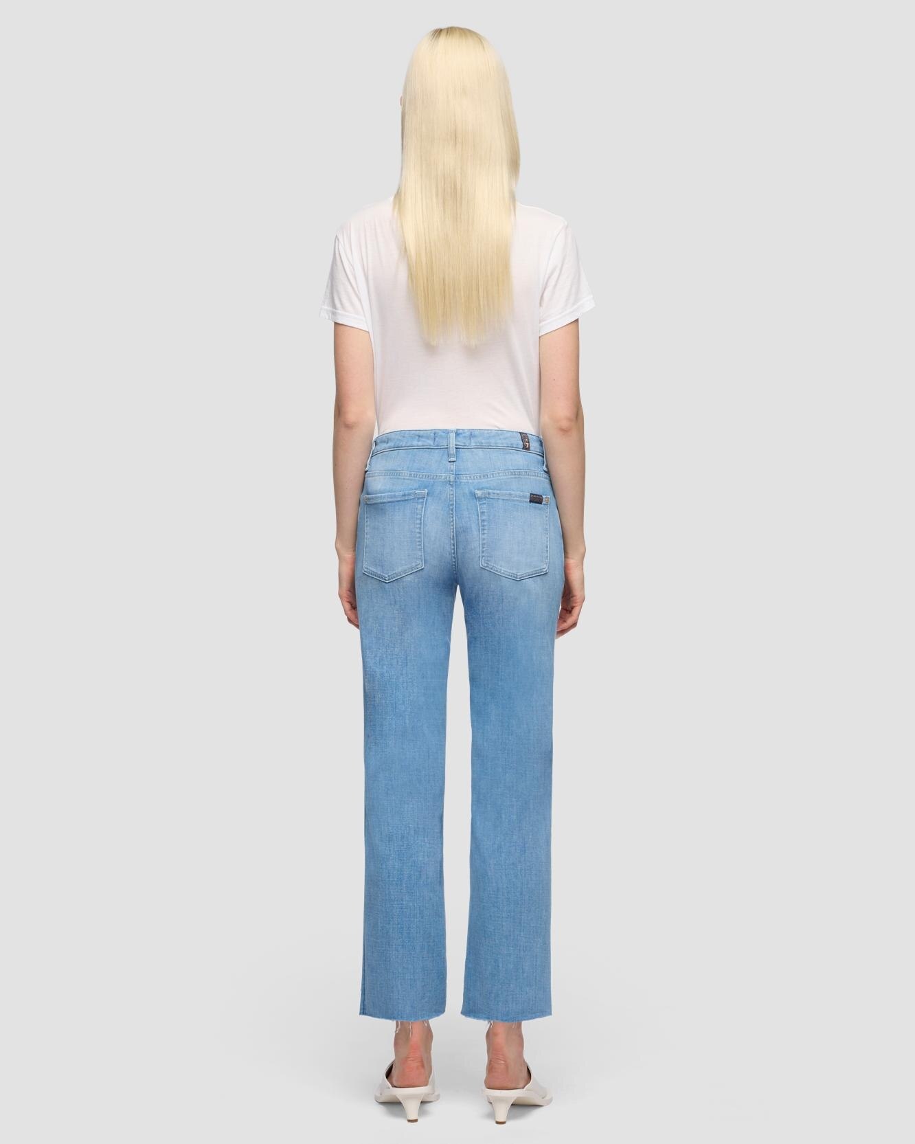 Pantalones rectos de mujer Calie Straight Ankle de tiro medio - 7 For all mankind - Azul claro Azul claro-3