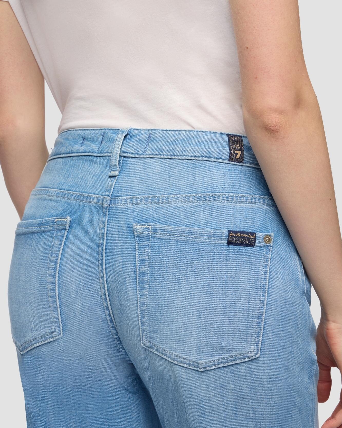 Pantalones rectos de mujer Calie Straight Ankle de tiro medio - 7 For all mankind - Azul claro Azul claro-4