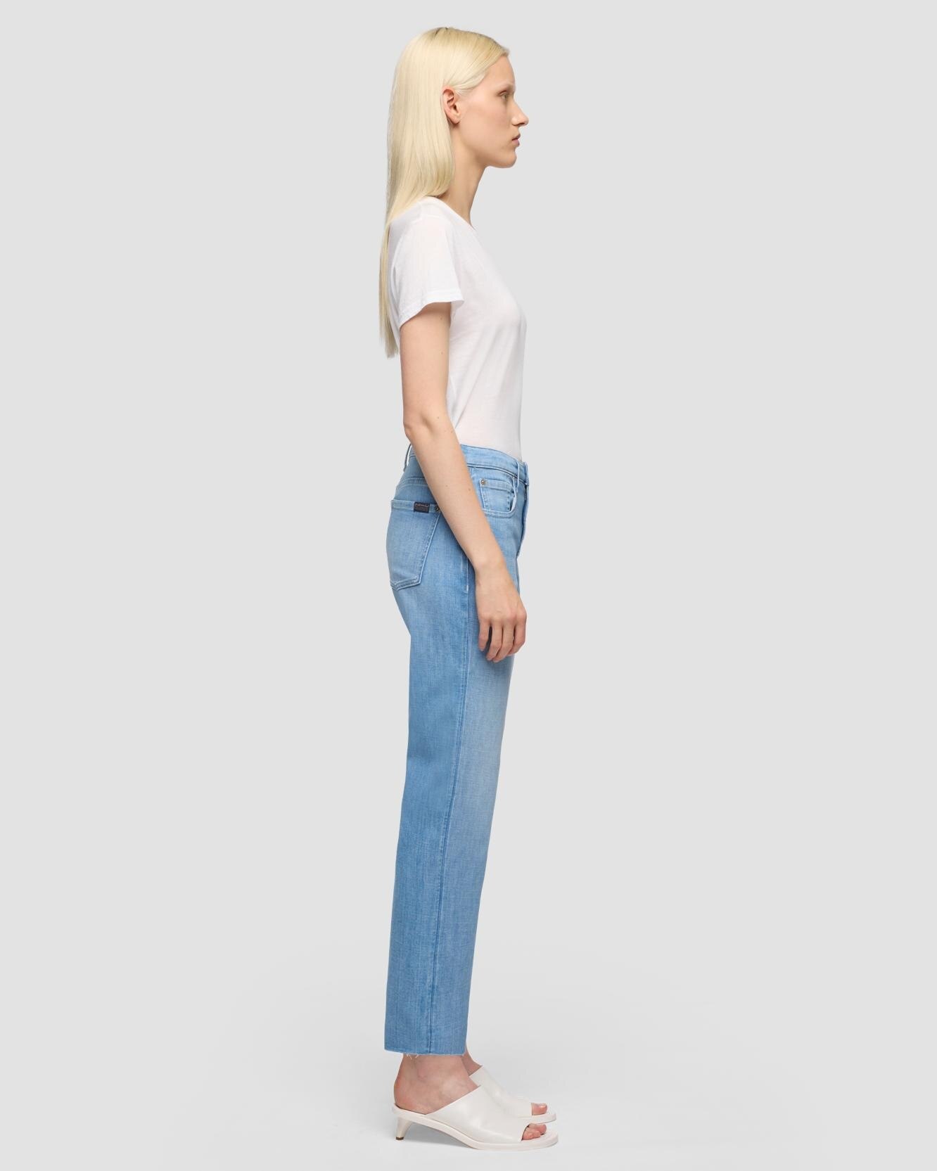 Pantalones rectos de mujer Calie Straight Ankle de tiro medio - 7 For all mankind - Azul claro Azul claro-5
