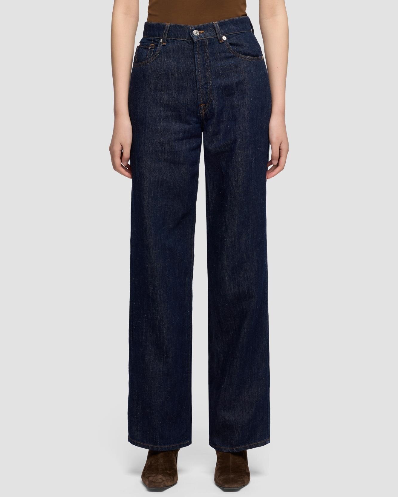 Pantalones rectos de mujer stovepipe straight de tiro alto - 7 For all mankind - Azul marino Azul marino-2