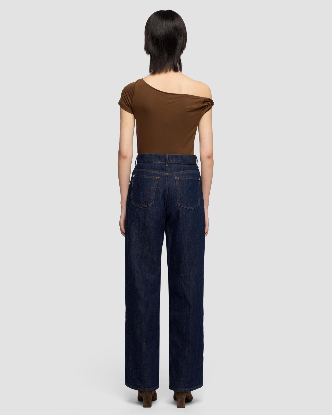 Pantalones rectos de mujer stovepipe straight de tiro alto - 7 For all mankind - Azul marino Azul marino-3