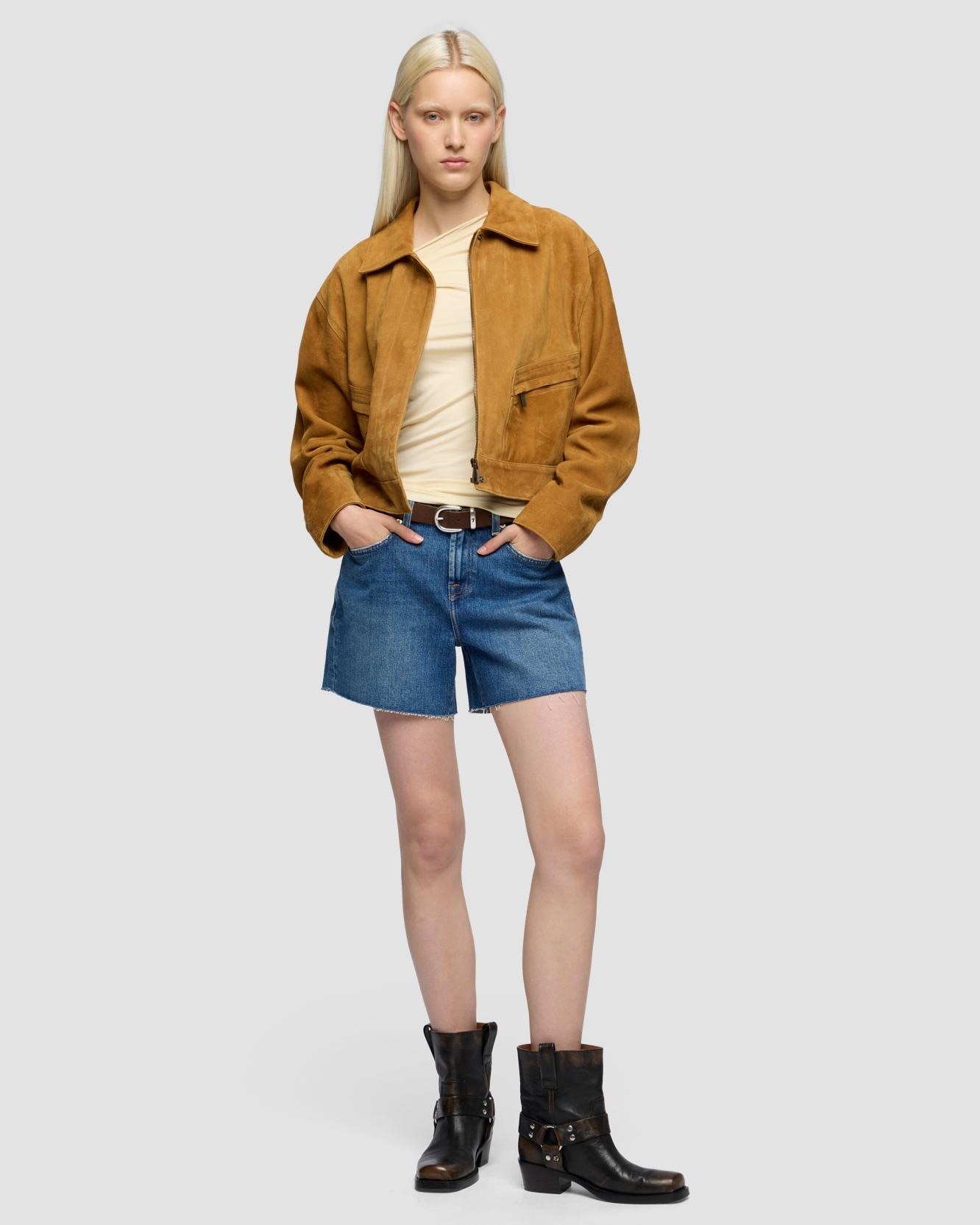 7 For all mankind - Shorts de mujer Monroe de tiro alto.