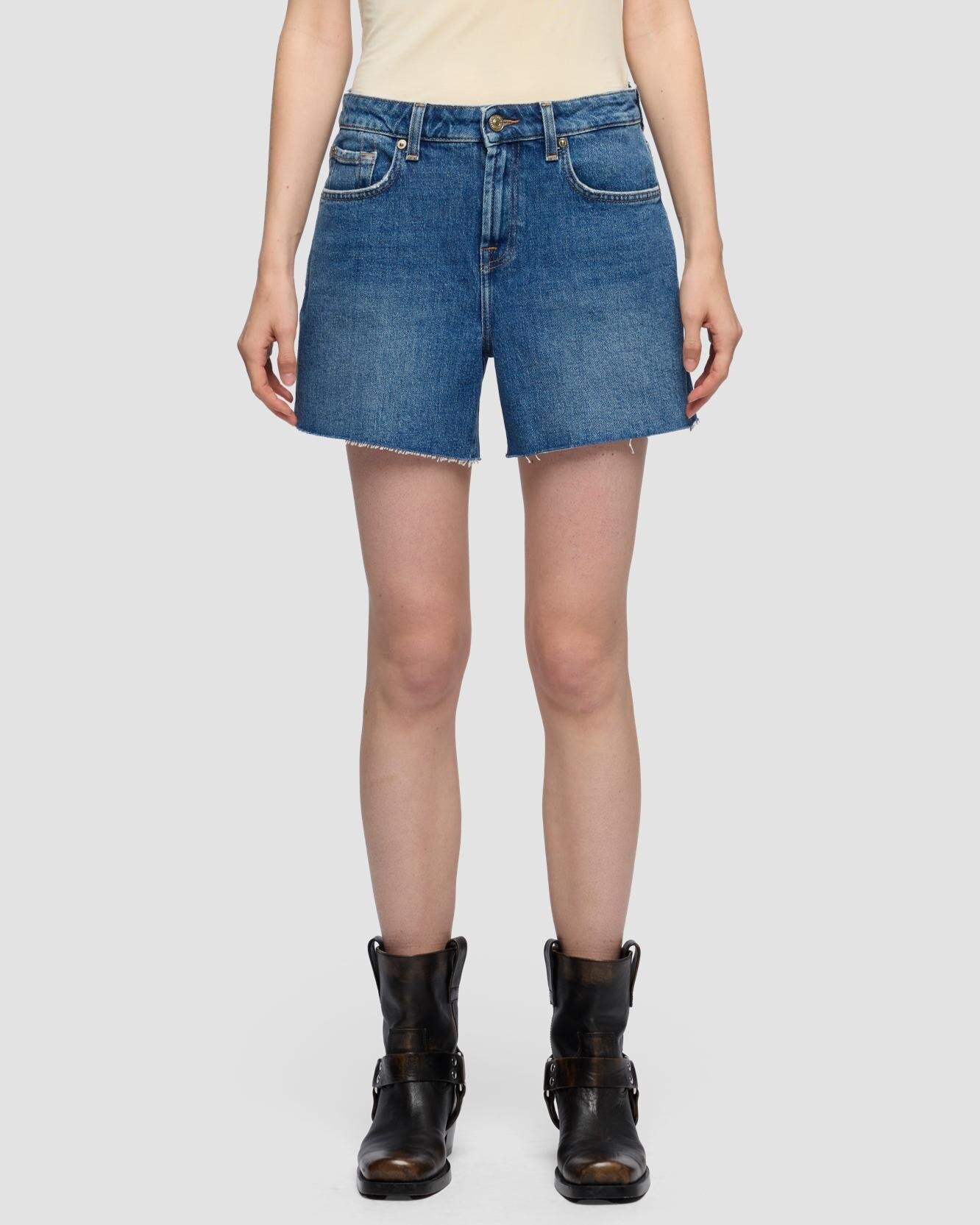 Shorts de mujer monroe de tiro alto - 7 For all mankind - Azul Azul-2