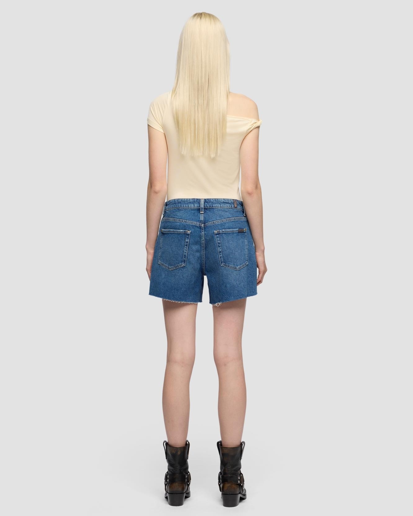 Shorts de mujer monroe de tiro alto - 7 For all mankind - Azul Azul-3