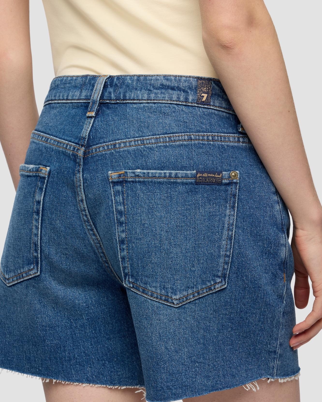 Shorts de mujer monroe de tiro alto - 7 For all mankind - Azul Azul-4