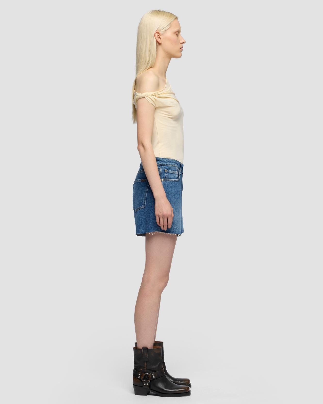 Shorts de mujer monroe de tiro alto - 7 For all mankind - Azul Azul-5