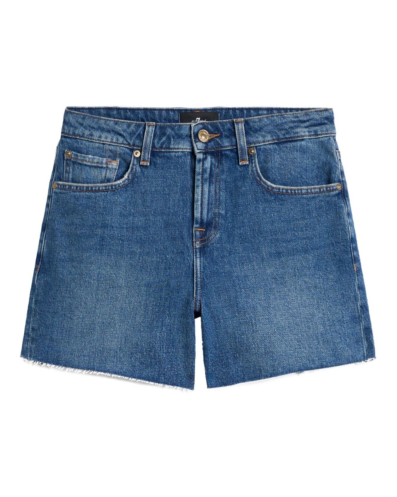 Shorts de mujer monroe de tiro alto - 7 For all mankind - Azul Azul-6
