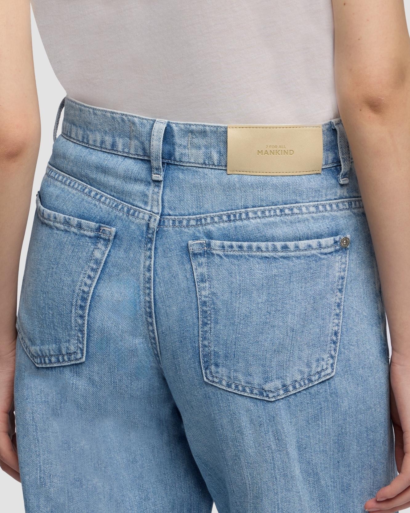 Pantalones rectos de mujer stovepipe straight de tiro alto - 7 For all mankind - Azul claro Azul claro-4