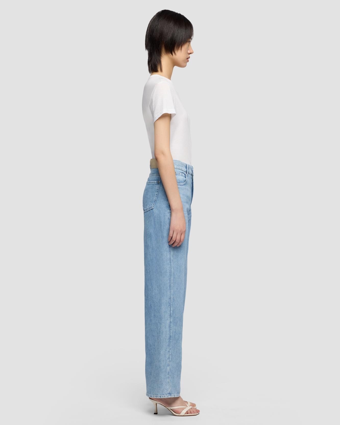 Pantalones rectos de mujer stovepipe straight de tiro alto - 7 For all mankind - Azul claro Azul claro-5