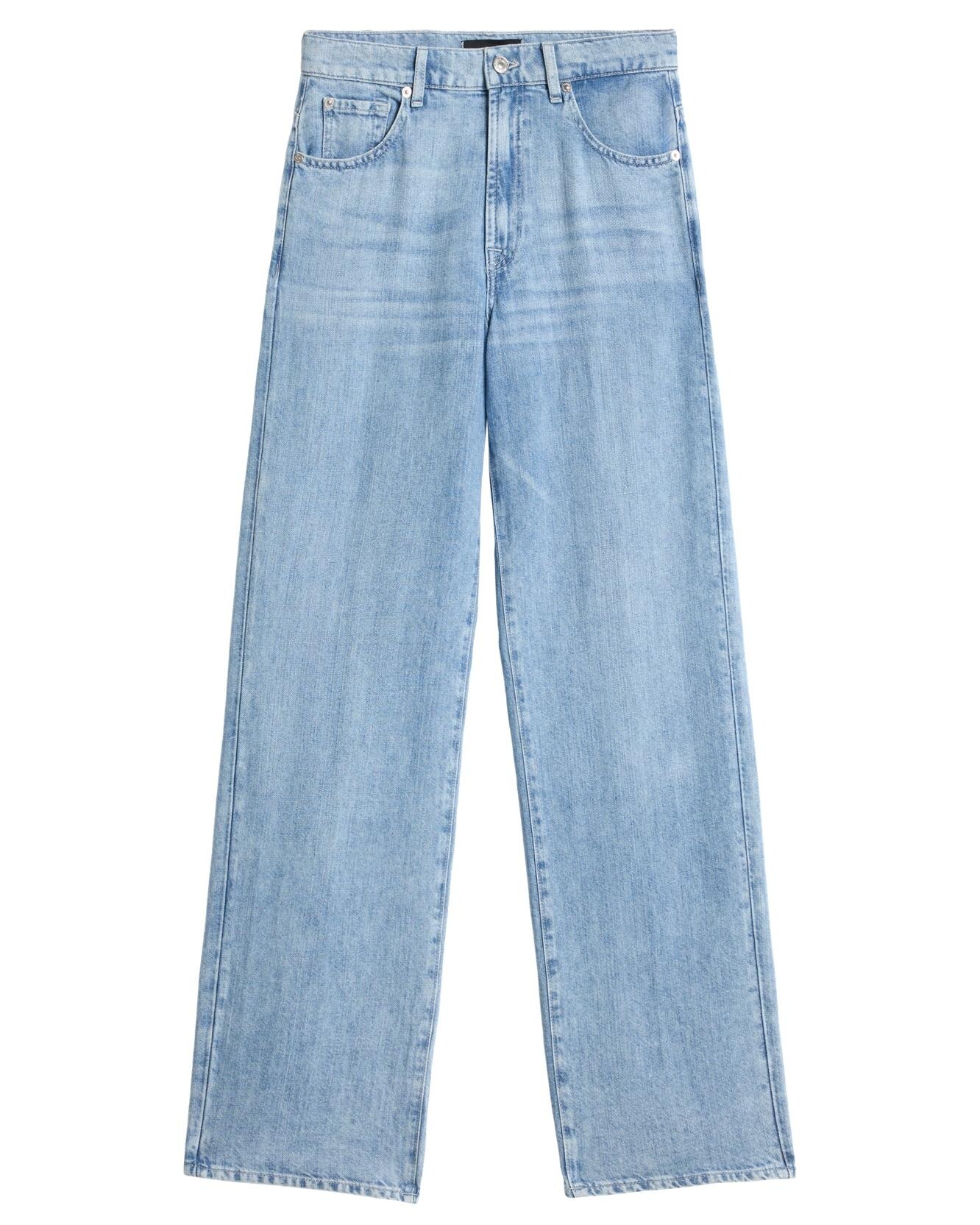 Pantalones rectos de mujer stovepipe straight de tiro alto - 7 For all mankind - Azul claro Azul claro-6