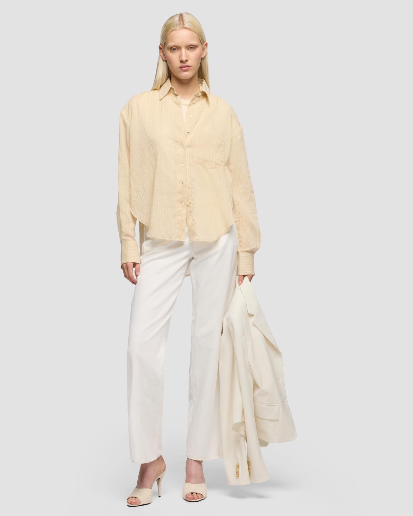 Imagen 0 de Pantalones rectos de mujer stovepipe straight de tiro alto Blanco