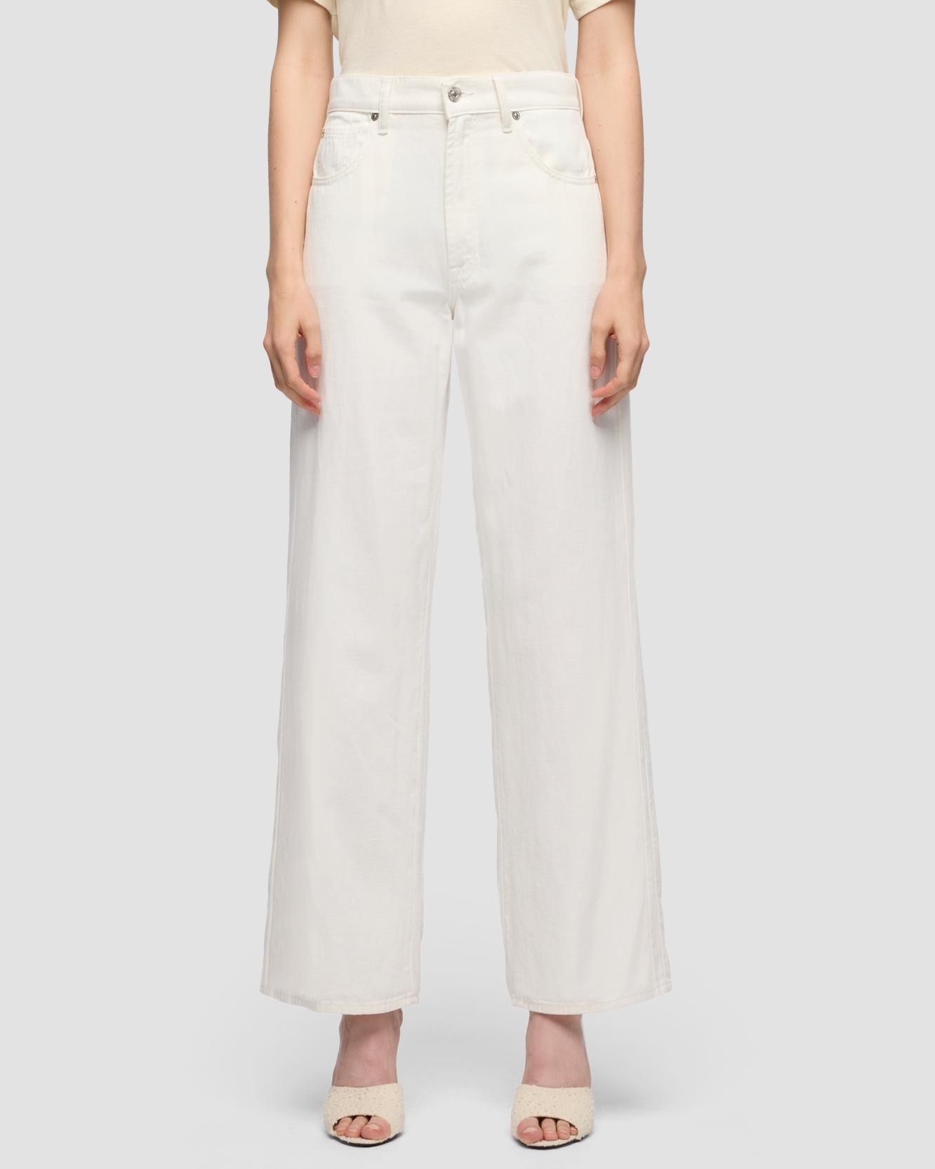 Pantalones rectos de mujer stovepipe straight de tiro alto - 7 For all mankind - Blanco Blanco-2