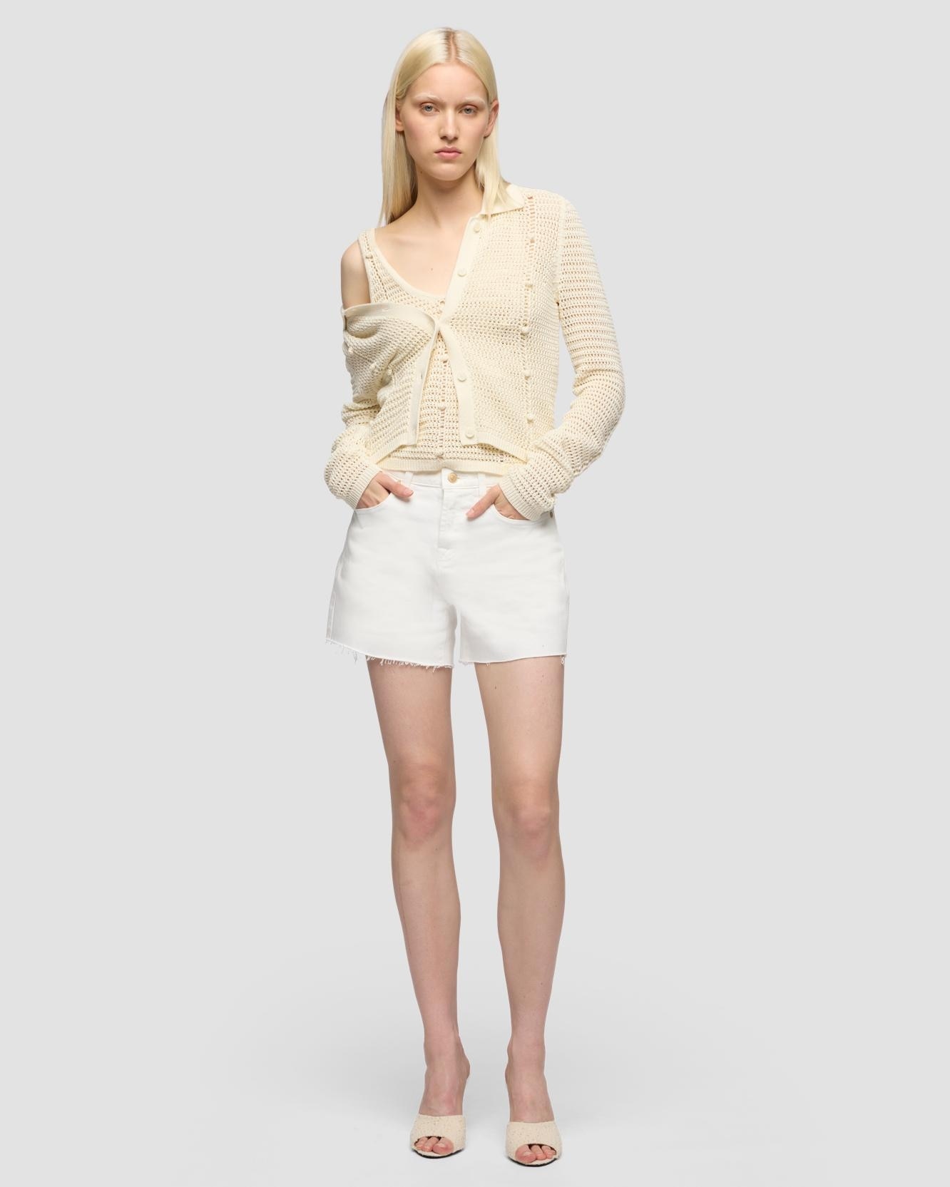 Shorts de mujer monroe de tiro alto - 7 For all mankind - Blanco Blanco-1